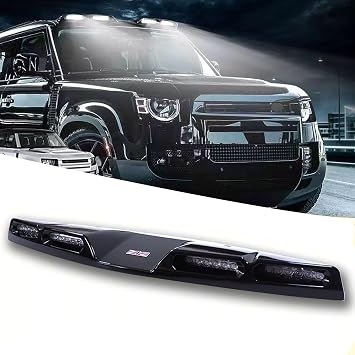 ضوء السقف للمدافع، 4 مصباح سقف أعلى ضوء بار LED DRL يناسب لاند روفر المدافع 90 110 130 4 باب 2020-2023 لمعان أسود