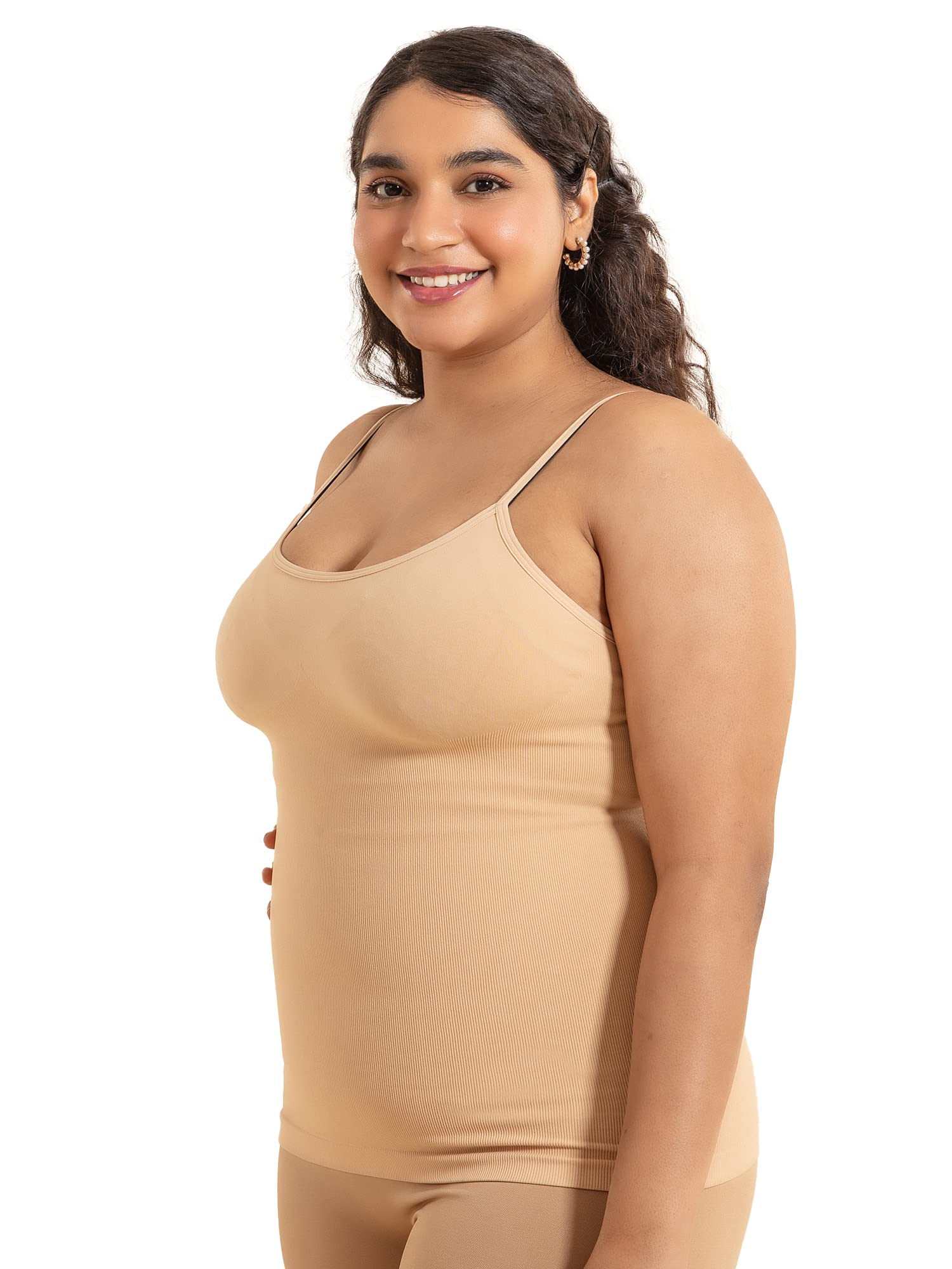 nykd Long Camisole for Women with Adjustable Straps | Seamless Shaping Innerwear Slip Tank Top - NYSH04-picture-10