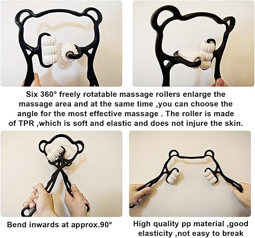 Miniatura 5 de Masajeador de cuello, rodillo de masaje de 6 bolas, masajeador de mano y relajante, para cuello, espalda, hombros, cintura y piernas