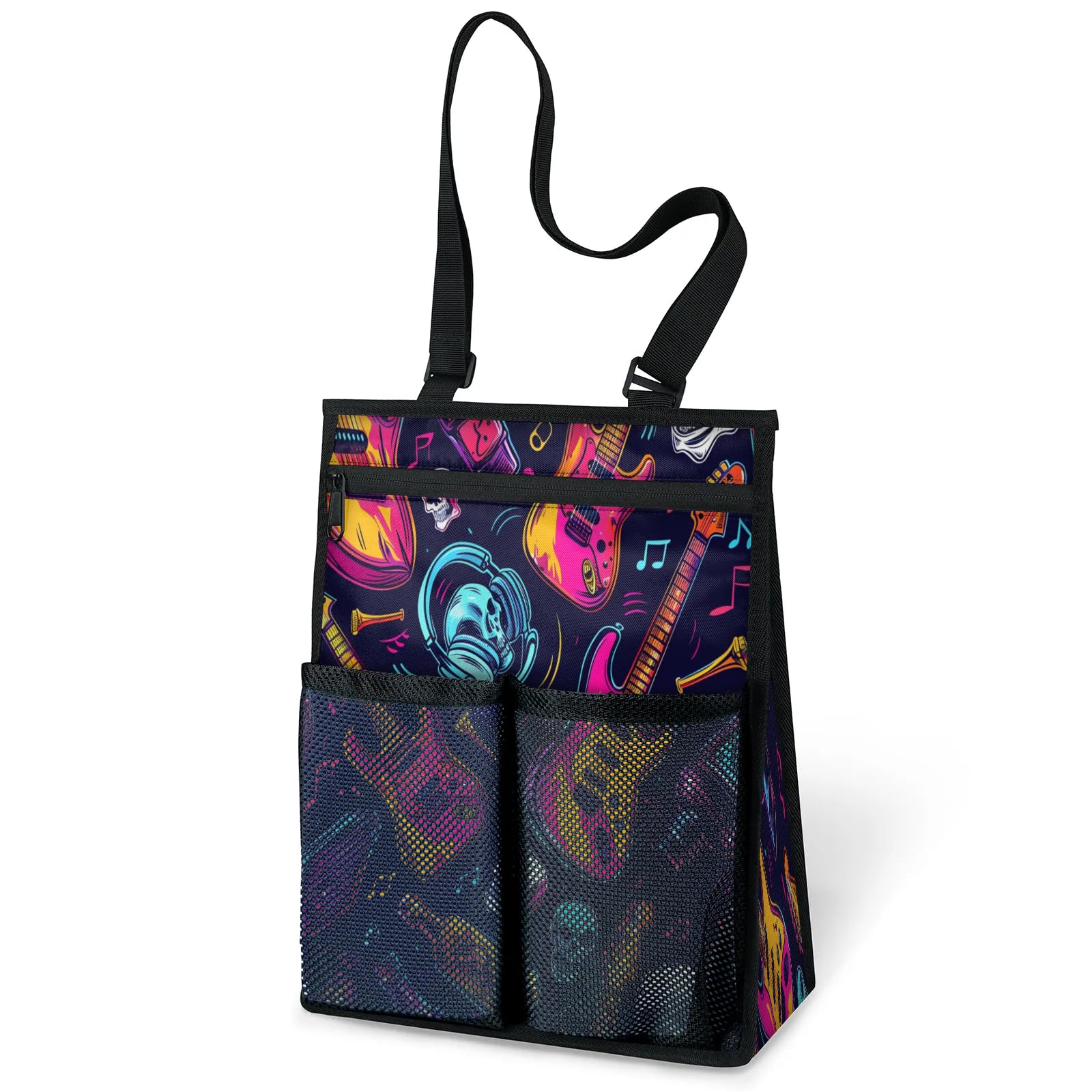 Ourtheme Colorful Rock Music Portable Shower Bag for Travel Gym Camp Beach Tote Shower Caddy Bags Hanging Toiletry