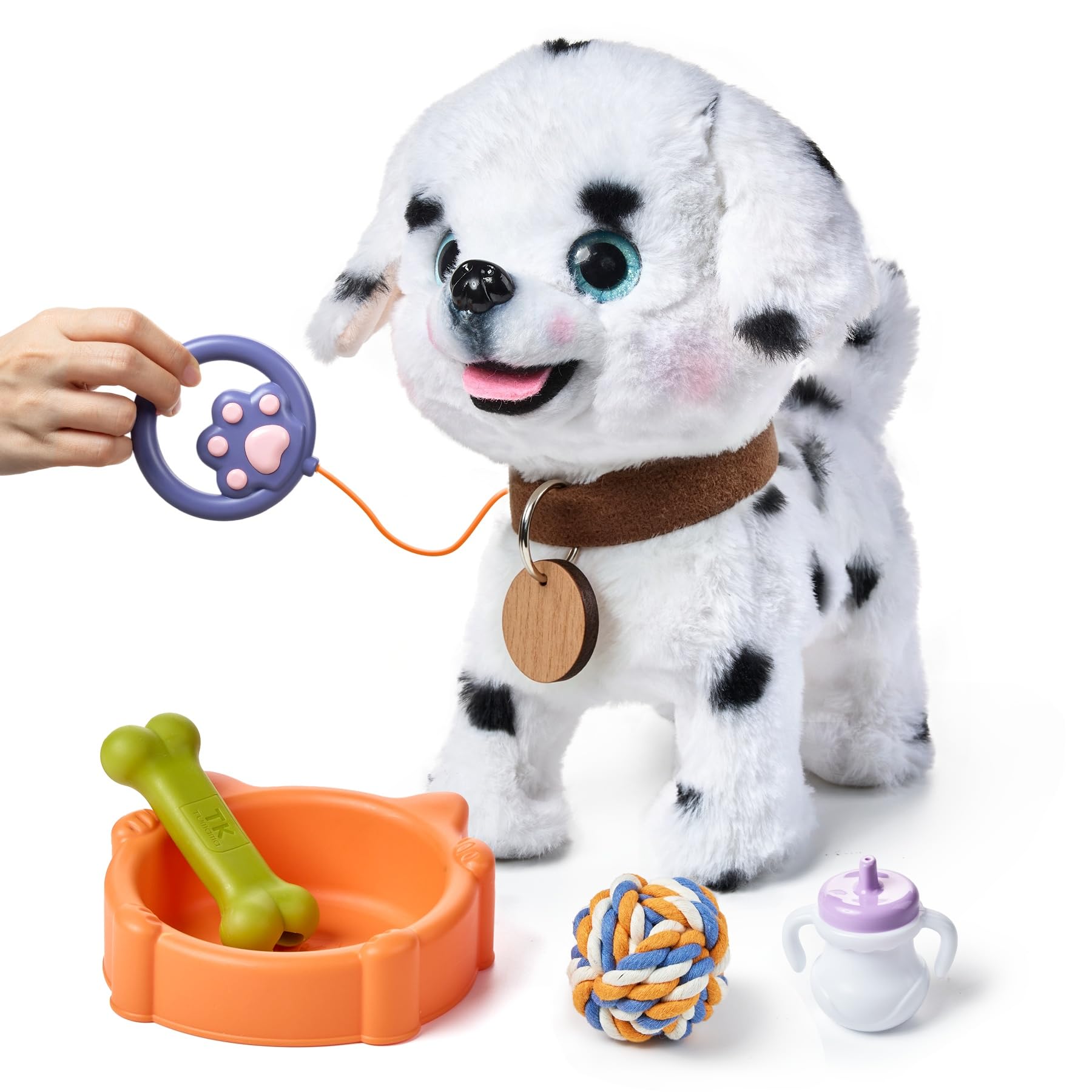 OR OR TU Chien Jouet Enfant Peluche Chien Interactifs, Jouet Chien Qui Marche et aboie en Laisse, Chien Robot Animaux Interactifs Jouet pour Enfants 3 4 5 6+ Ans Filles Garçons Cadeau