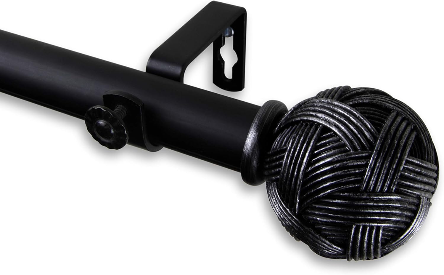 Rod Desyne Home Window Decorative Twine Curtain Rod 28-48 inch - Black