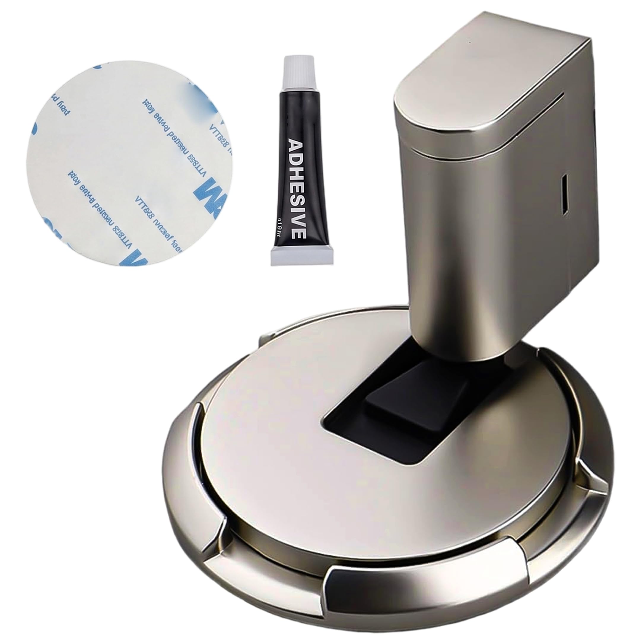 Magnetic Door Stoppers, Mechanical Windproof Adhesive Door Stopper, No-Drill/Drill Installation, with Heightening Pad Magnetic Stops Holder No Stopper