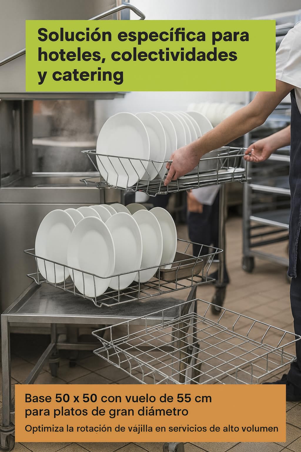 Cesta Platos Abierta 500x550x105 Metalica Lavavajillas Industrial 50x55 Compatible Con Jemi GS82 GS83 GS100 GS102 Repuesto 3502050 Cesto Platos Profesional Hosteleria y Bares