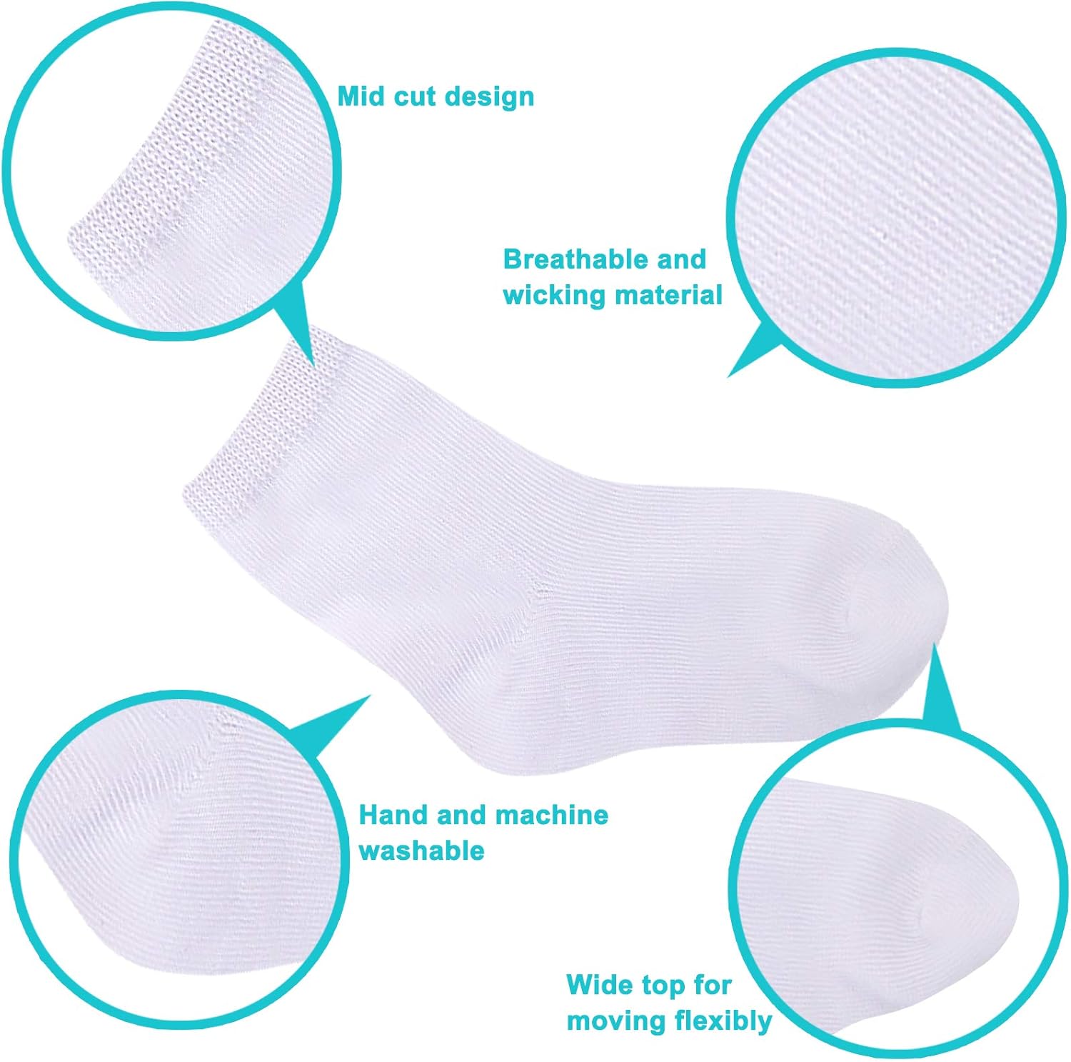 Duufin 18 Pairs Toddler Crew Socks Boys Girls Unisex Half Cushion Cotton Mid Cut Socks for Toddler Kids 1-8 Years Old - Image 5