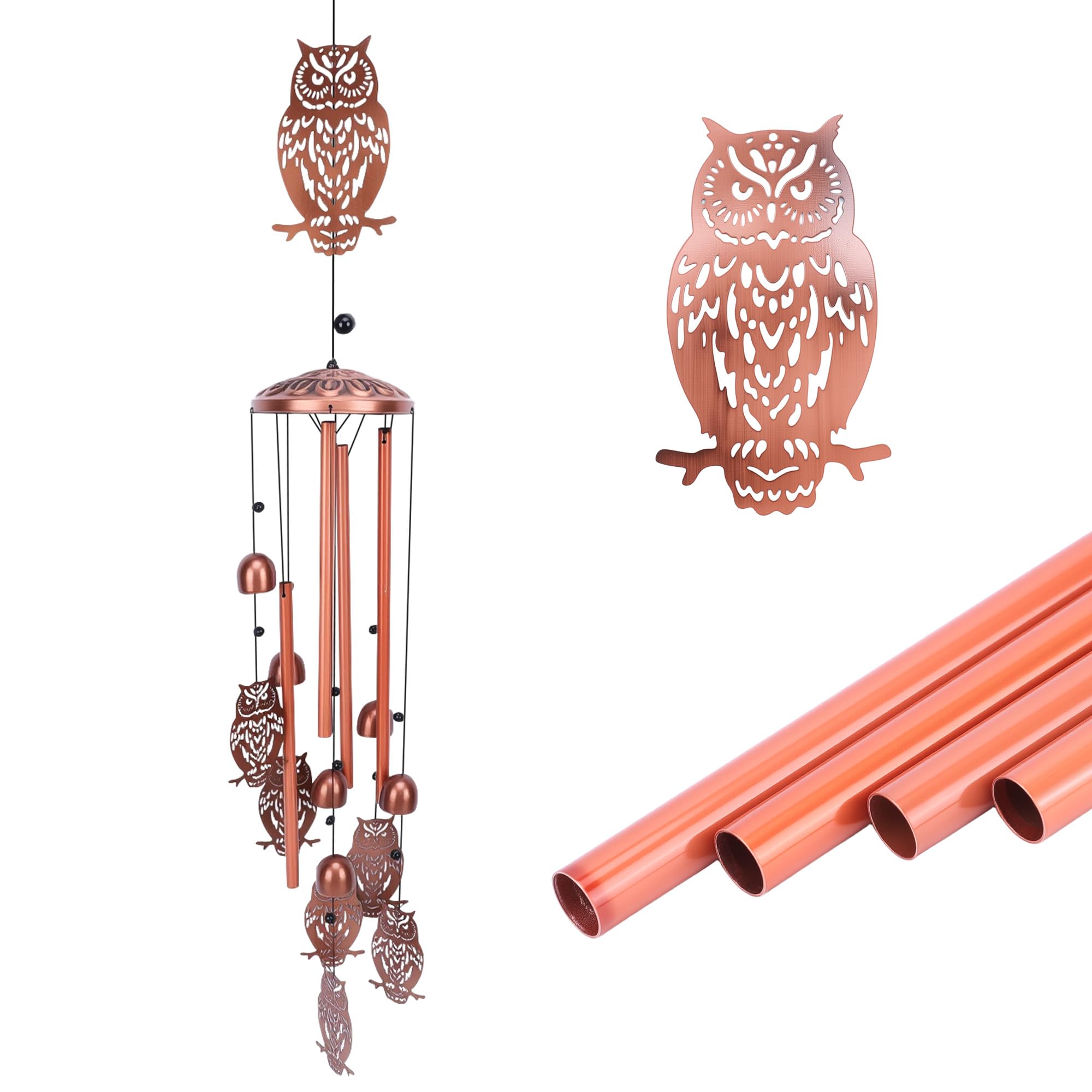 MEKOTRIN Wind Chime for Garden, Owl Wind Chime Outdoor Decorative Vintage Metal Hanging Gifts for Elders, Window, Patio, Backyard, Home Decor, Owl Ornament Birthday