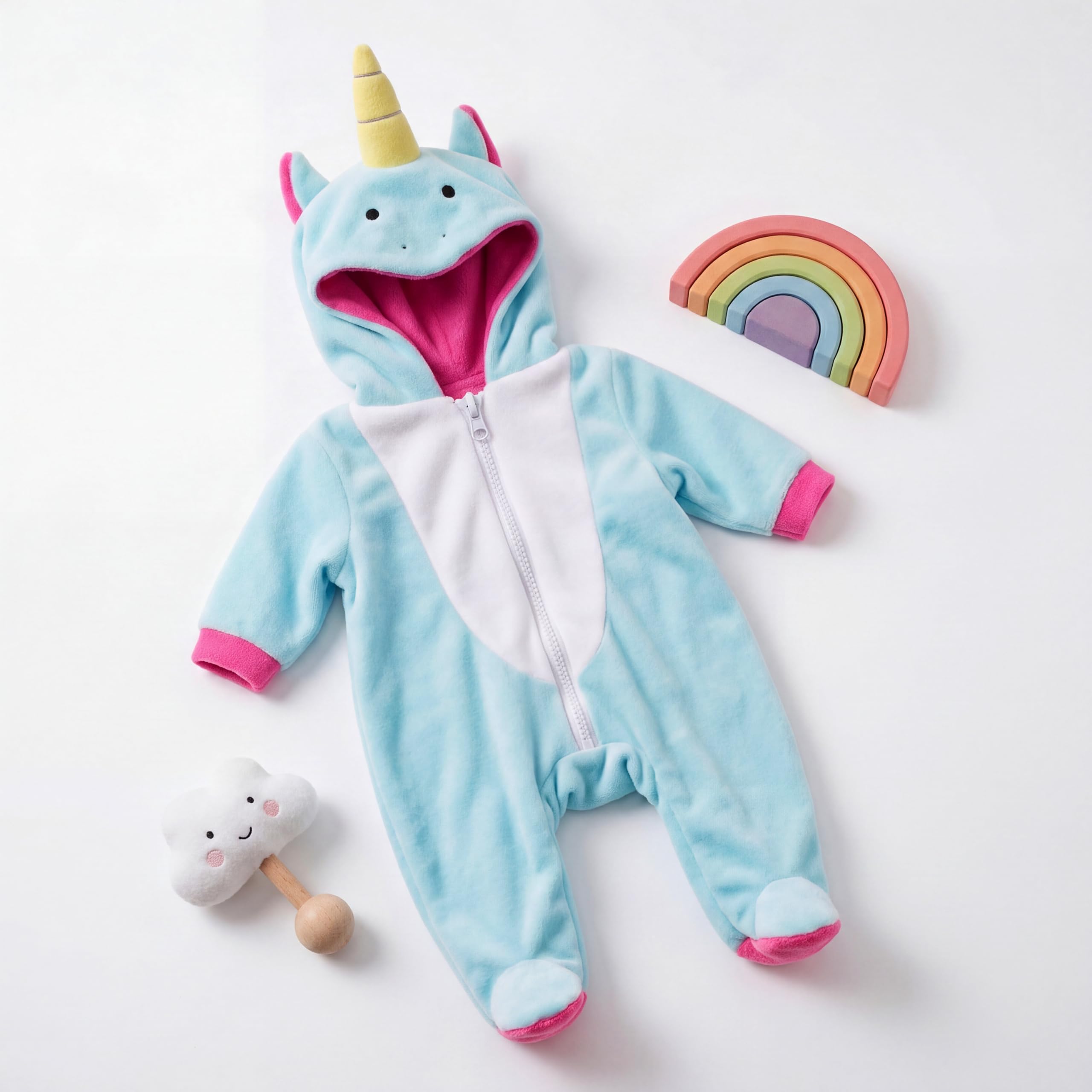 BiBi Doll Baby Doll & Reborn Clothes Set, 20" (50cm) - Blue Fluffy Unicorn Jumpsuit Outfit - Role Play Toys & Accessories for Girls & Boys — image 1