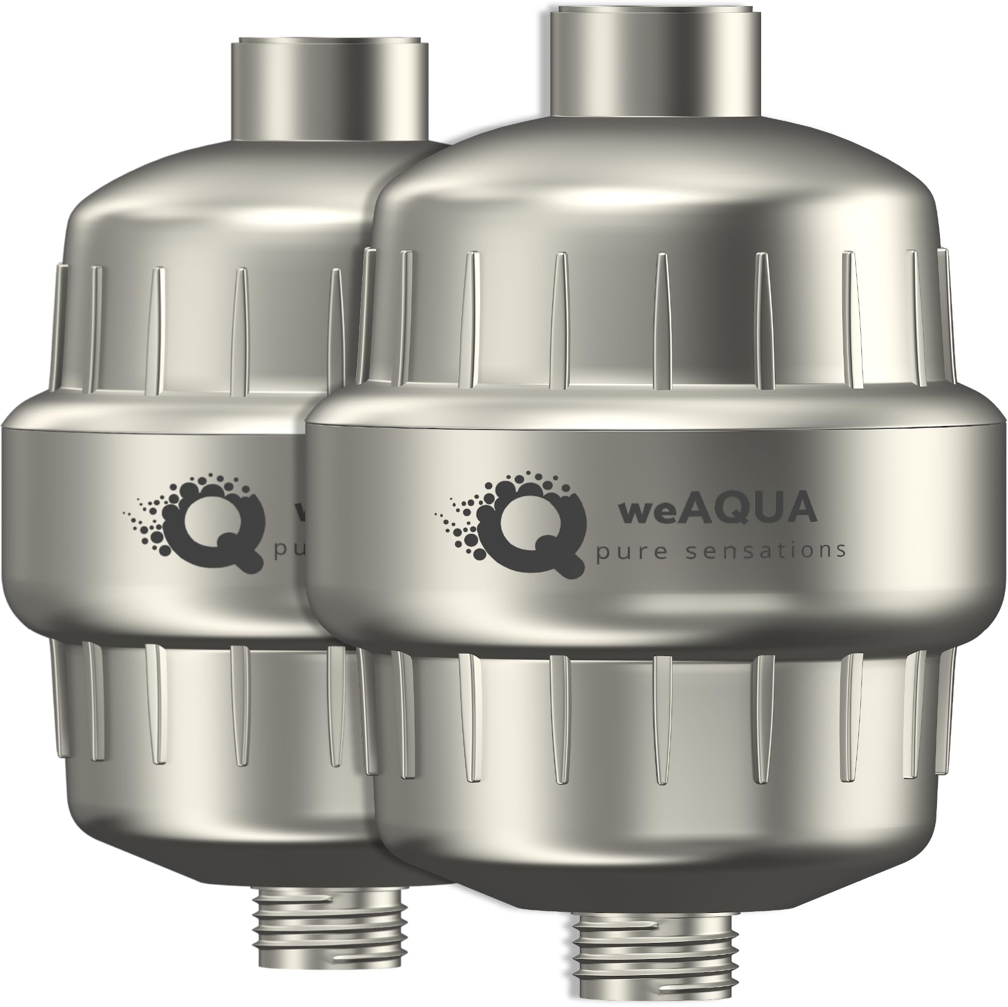 weAQUA Family 2 Pack Shower Filter for UK Hard Water – 99% Removal of Chlorine, Fluoride, Heavy Metals – Reduces Limescale, Dryness, Irritation, Eye Redness – Fits Electric Showers, Shower Heads