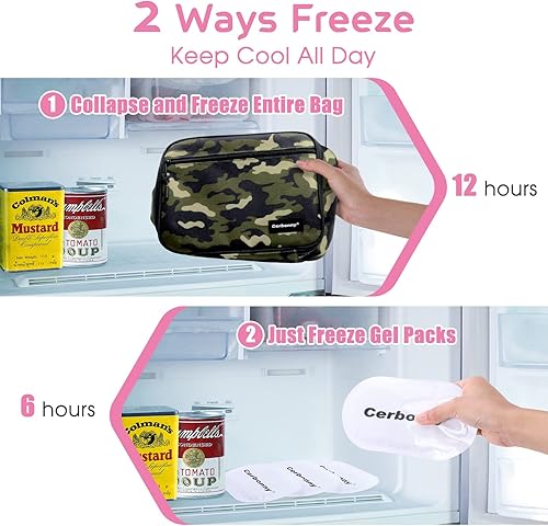 Miniatura 3 de Bolsa de almuerzo congelable, lonchera con paquetes de hielo, lonchera pequeña con bolsas de hielo desmontables, pequeña bolsa térmica aislada,