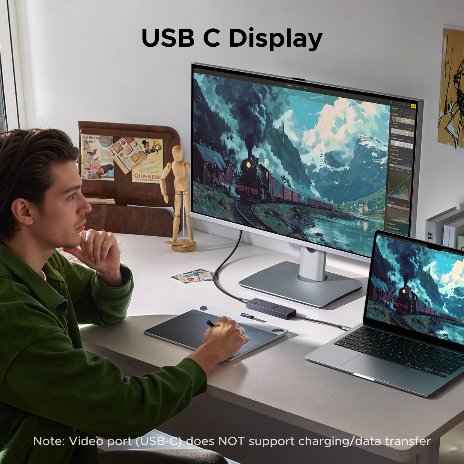 UGREEN Revodok USB-C Hub 4K@60Hz Video Adapter 10Gbps 2×USB-A 3.2 + 2×USB-C 3.2 100W PD, Aluminum Travel Dock Compatible with Portable Monitor, MacBook Pro/Air, iPad Pro, Steam Deck, Dell XPS