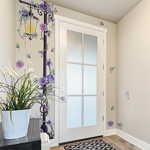 Miniatura 5 de Streetlight - Adhesivo de pared grande de 37.8 x 78.7 pulgadas, diseño floral de sacinora Streetlight, vinilo extraíble para sala de estar,