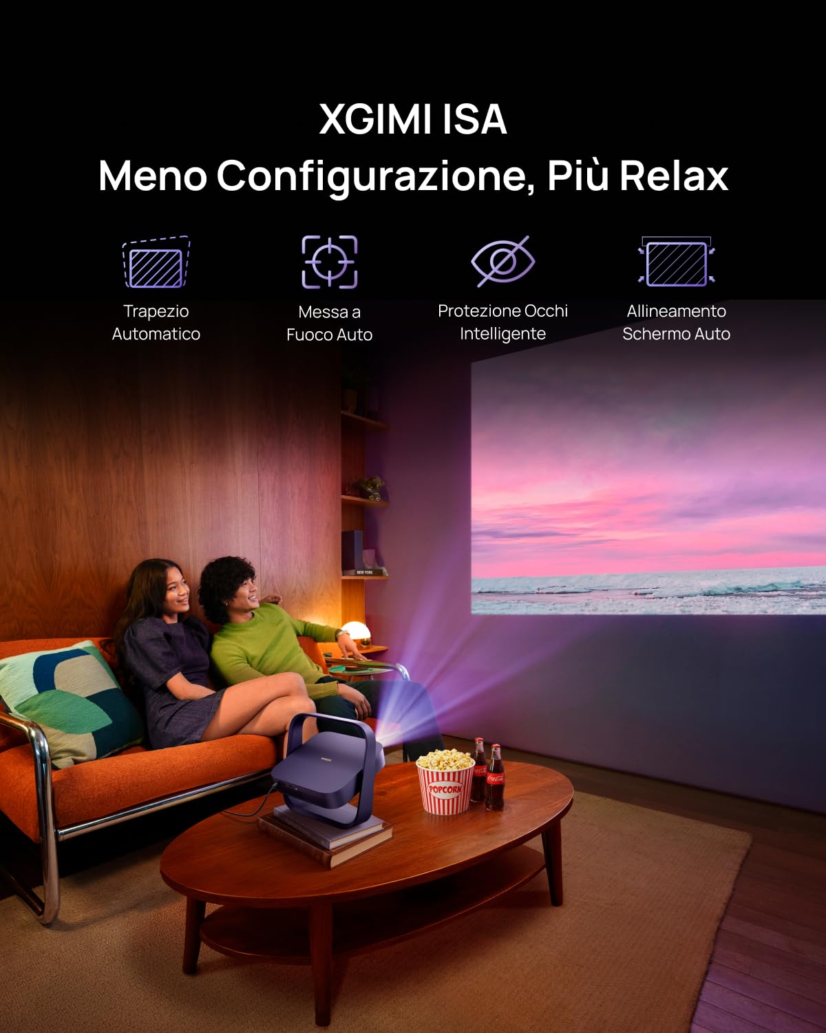 XGIMI Elfin Flip Laser Mini Proiettore Laser 1080P Full HD, 1600 ISO Lumen | RGB Triple Laser, Netflix e Google TV, WiFi 6 & Bluetooth, Auto Focus, Harman Kardon, Proiettore Portatile Casa e Giardino