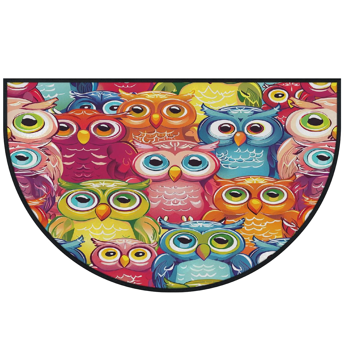 Paillasson coloré demi-lune ultra absorbant et tapis antidérapant lavable pour l'entrée