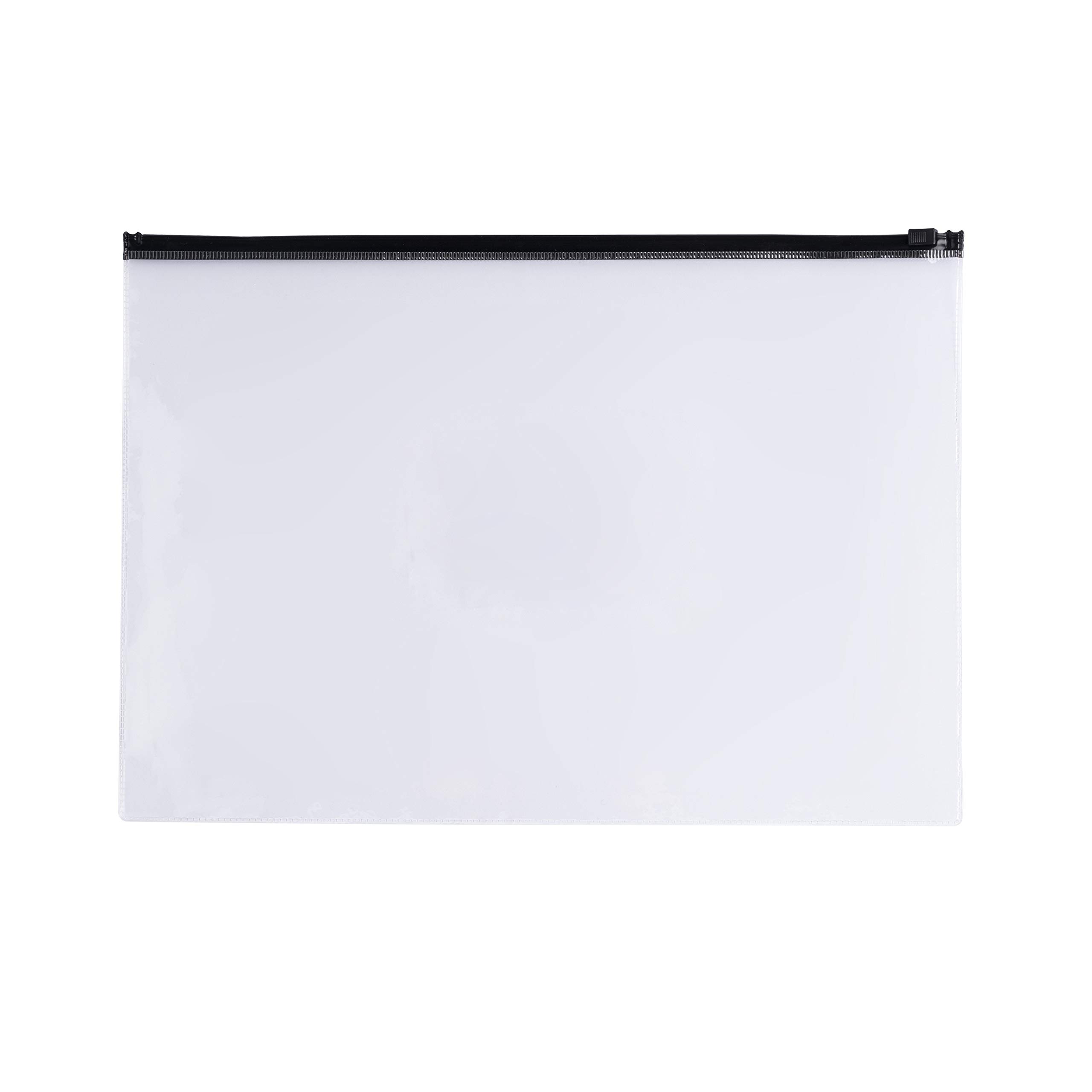 Pack of 12 A6 Clear Zippy Bags with Black Zip