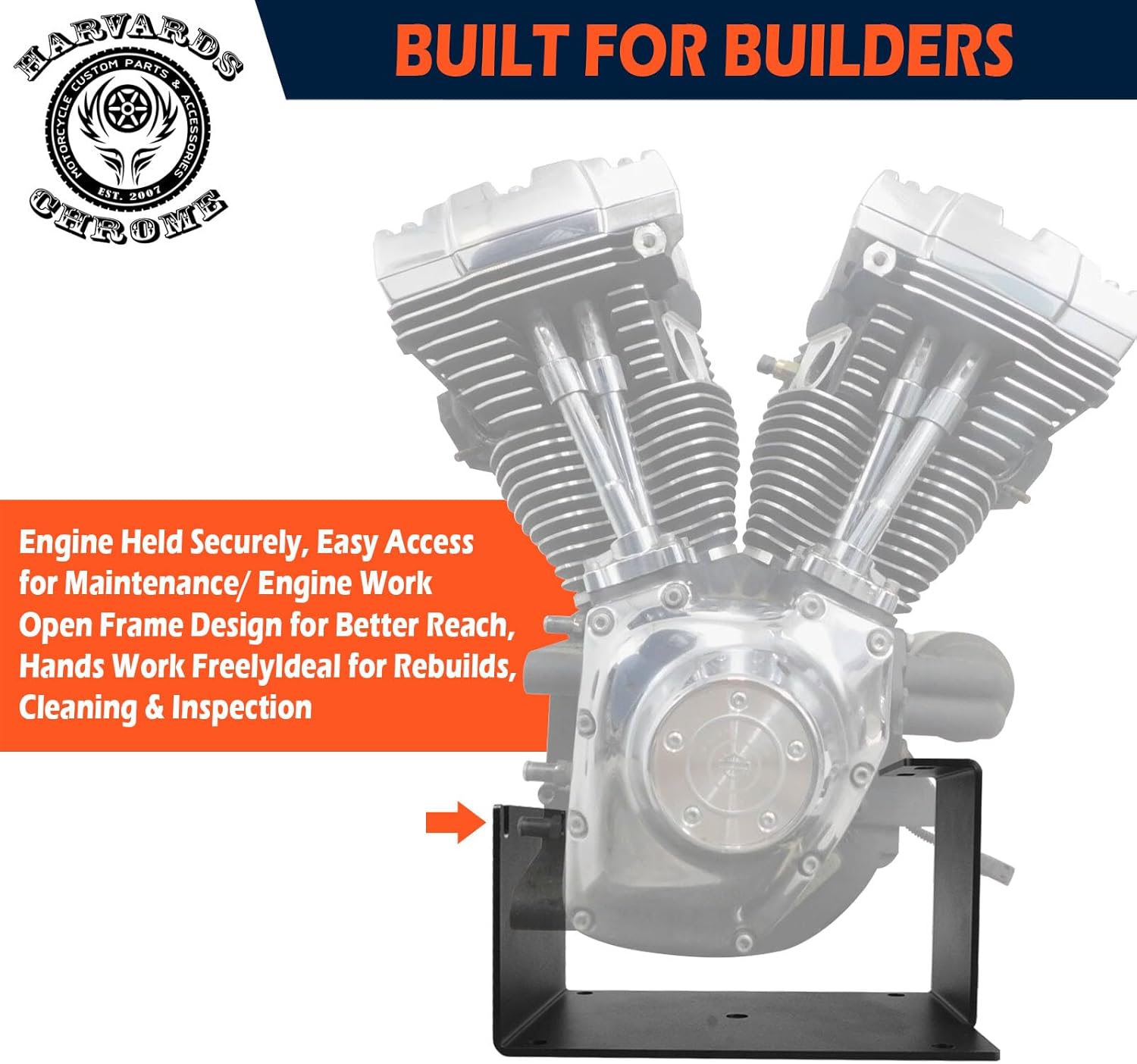 Motorcycle Engine Stand Compatible with Harley Twin Cam, Fits for Harley Twin Cam “A” Engines from 1999 to 2016, Including TC88A Models