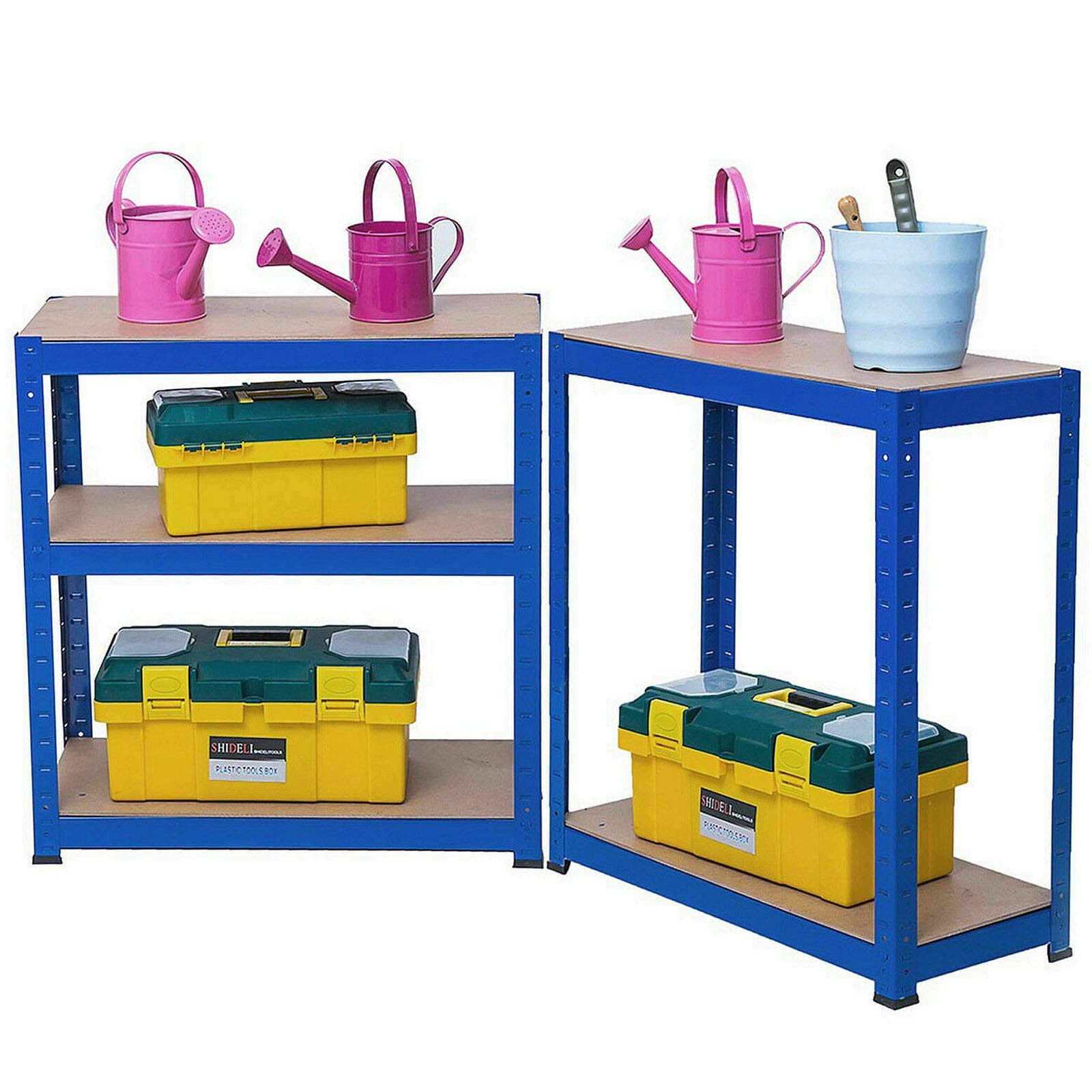 regał magazynowy do dużych obciążeń, warsztatowy, wtykowy, do piwnicy, biurowy, 180 x 90 x 40 cm (wys. x szer. x gł.), 5 płyt MDF, nośność do 875 kg – niebieski