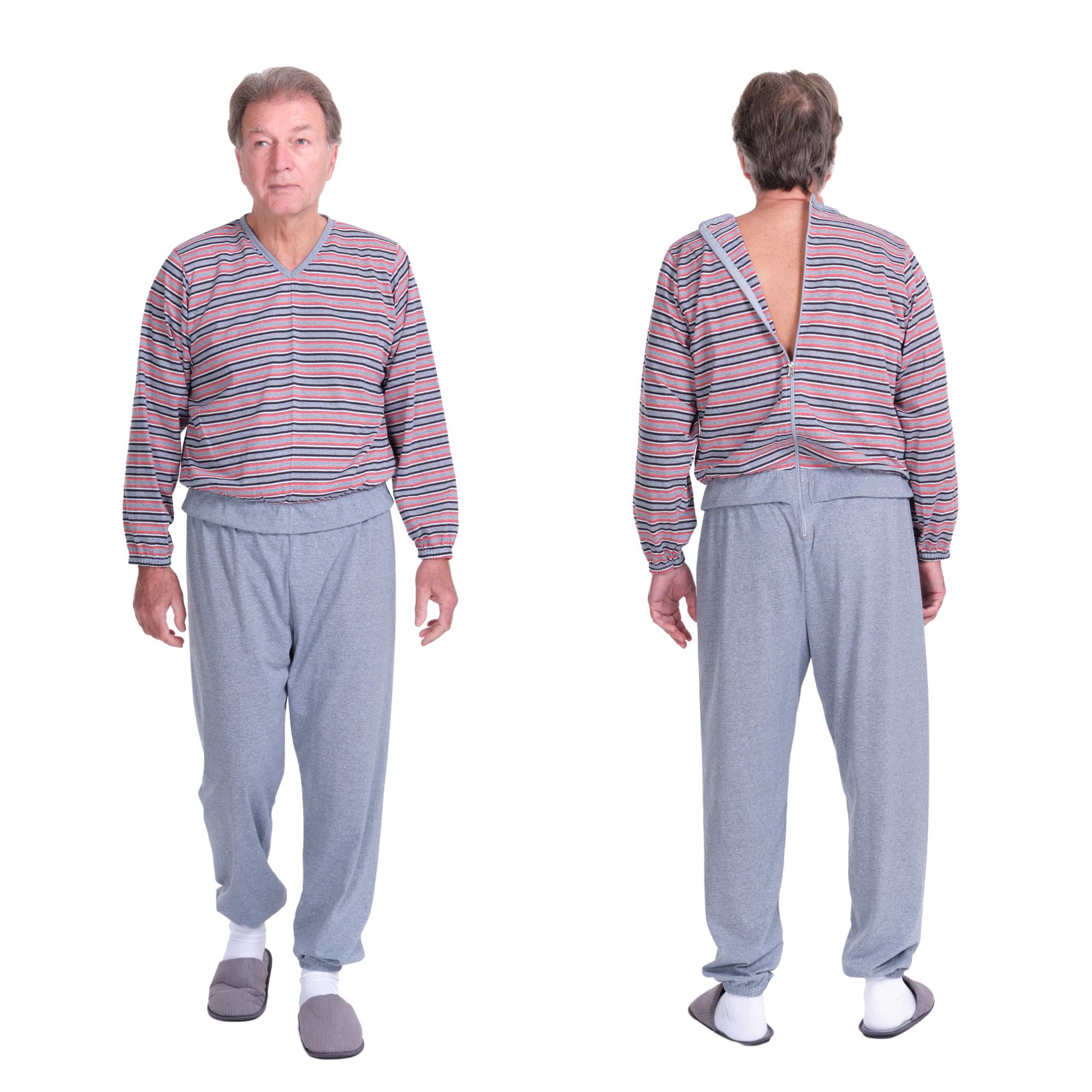 FERRUCCI COMFORT Pijama Sanitario para personas mayores y personas con Alzheimer, 9013, cremallera en el lomo