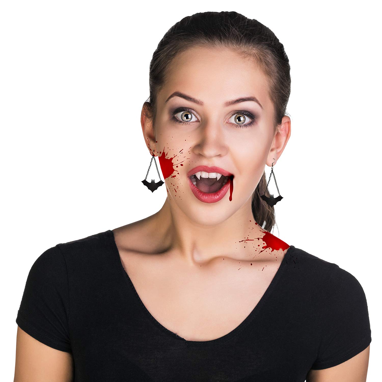 Pendientes Halloween FEPITO 8 pares Conjunto Murciélago Calabaza Araña Fantasma Esqueleto Metal