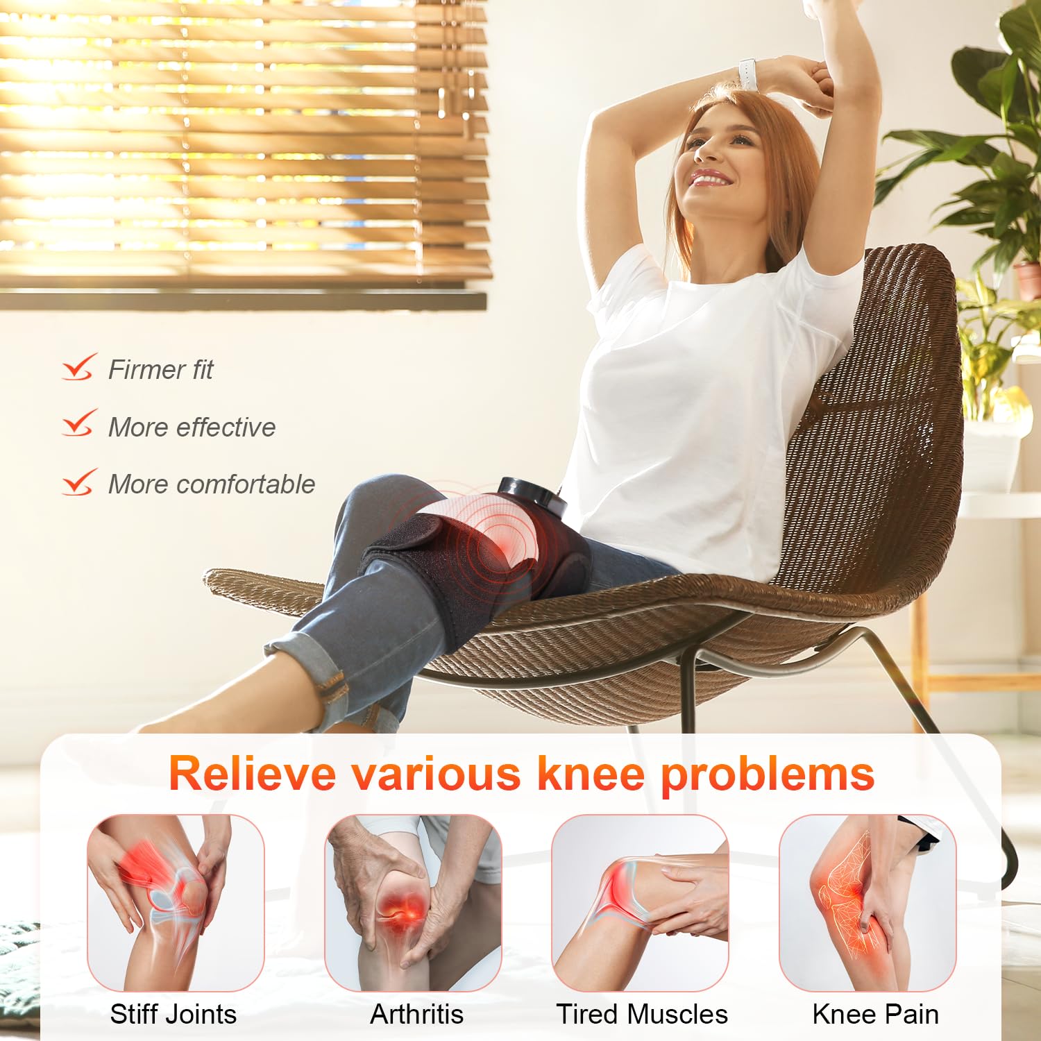 Masajeador eléctrico de rodilla, masajeador de rodilla inalámbrico 3 en 1 con calor para envoltura de rodilla, codo y hombro, con 3 modos de vibración y calefacción (paquete de 2)