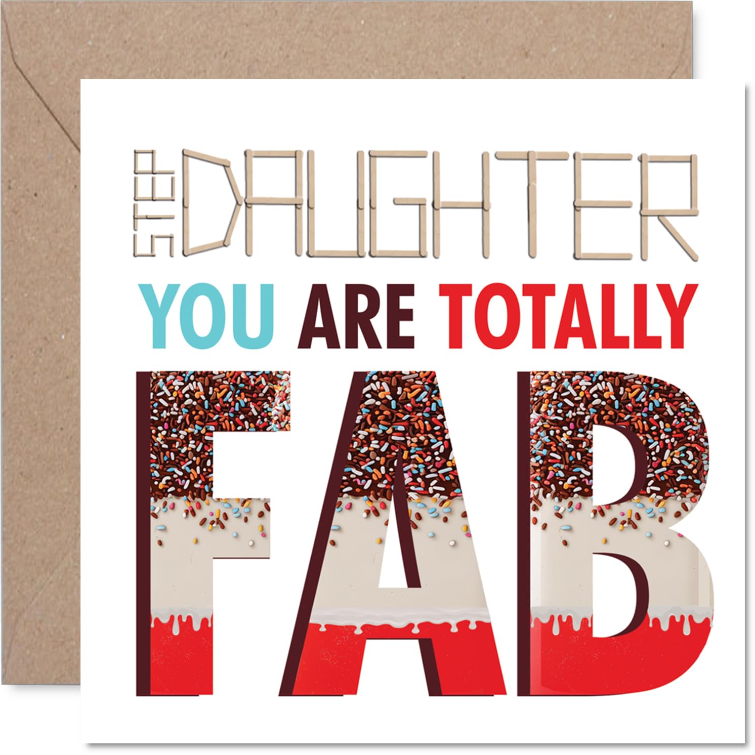 Step Daughter Birthday Card - Totally Fab - Happy Birthday Card for Step Daughter from Dad Mum, 145mm Totally Fab Bday Greeting Cards