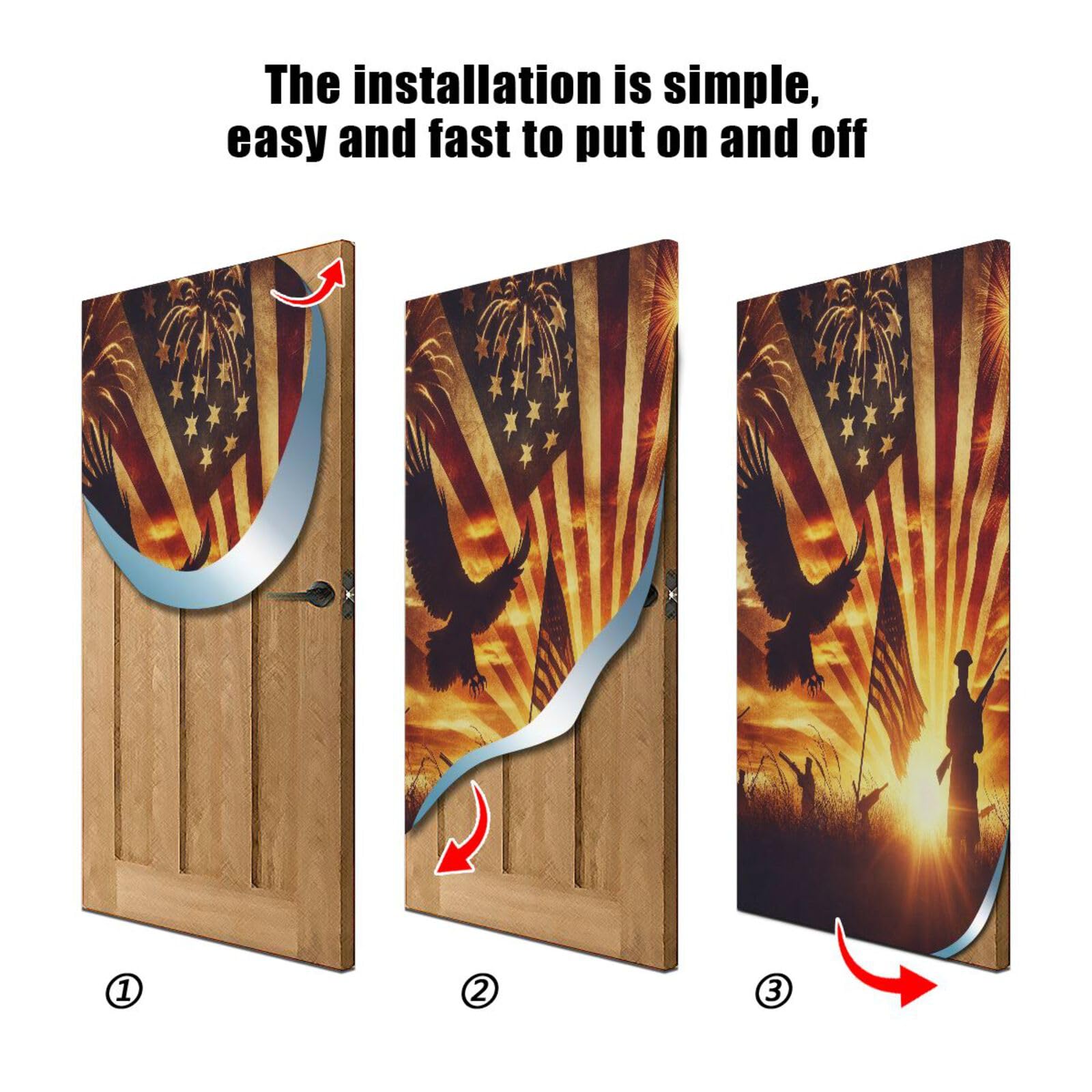 FLildon Independence Day American Freedom Door Cover Decoration, 4th of July Party Accessory Porch Decor for Festive Ornament Room Door Covers 36 x 98 Inch