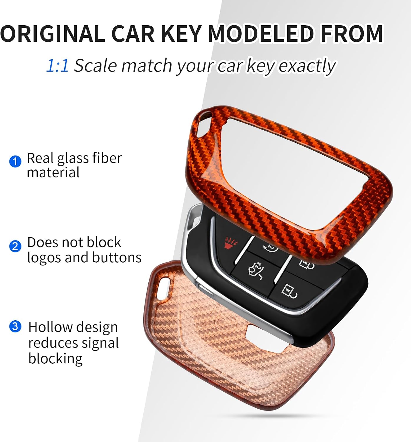 T-carbon Key Fob Cover Fits for Cadillac Escalade CT4 CT5 Escalade Sport image 2
