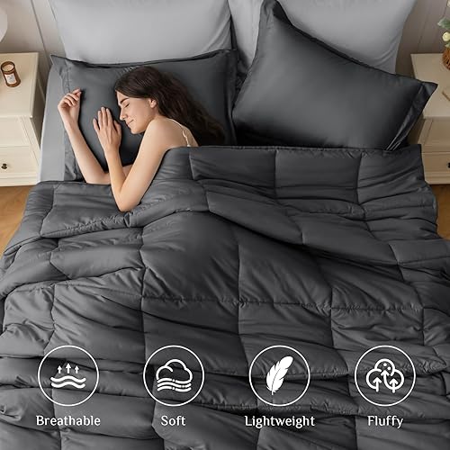 Miniatura 2 de JOLLYVOGUE Juego de edredón tamaño Queen, cama ultrasuave en una bolsa, tamaño Queen de 7 piezas, juego de cama certificado Oeko-TEX con edredón