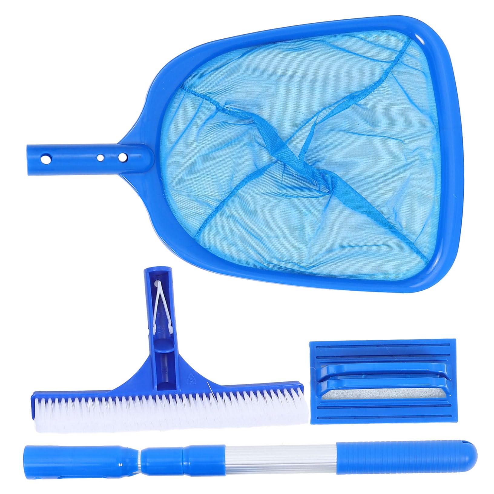 Mikikit Leichter Bodensauger Pool Skimmer mit Poolbürste und Poolrechen aus Aluminiumlegierung für Reinigung von Aufblasbaren und Bodenschwimmbädern