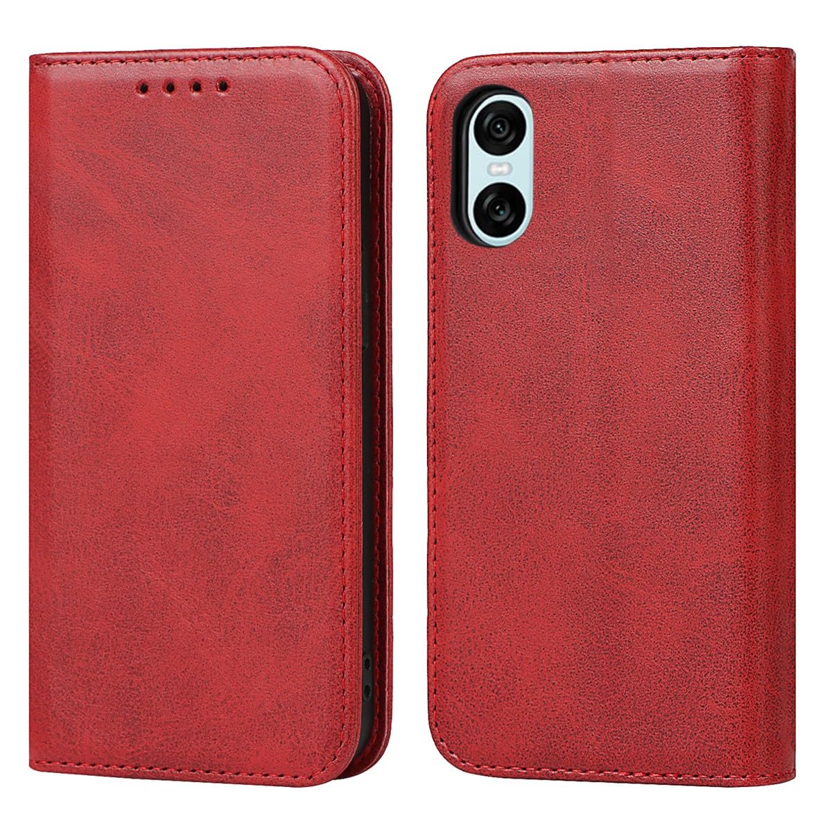 Xperia 10 VI ケース 手帳型 エクスペリア 10 VI 手帳ケース SO-52E A402SO 手帳型カバー SOG14 携帯カバー エクスペリア 10 6 ケース Xperia 10 6 手帳 XQ-ES44 スマホケース エクスペリア10VIケース 適用 【BonwFzin】 PU レザー ベルトなし マグネット フリップ カード収納 スタンド 落ち着いた色 レトロ レッド