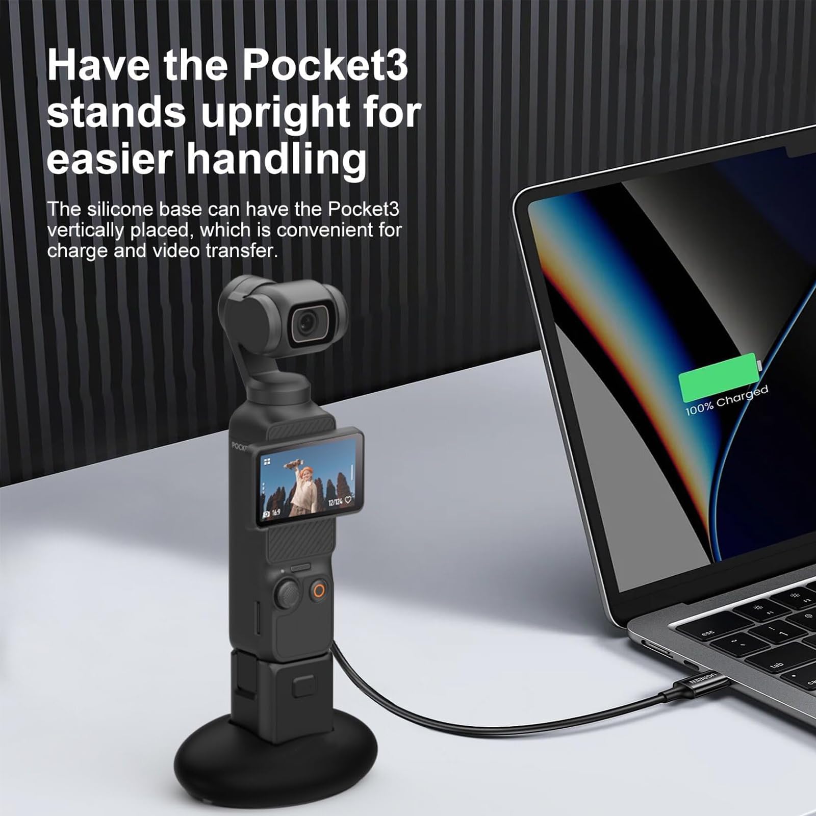 MAXCAM Supporto Fisso In Silicone Antiscivolo Per DJI Osmo Pocket 3 - Base Da Tavolo Leggera 32g