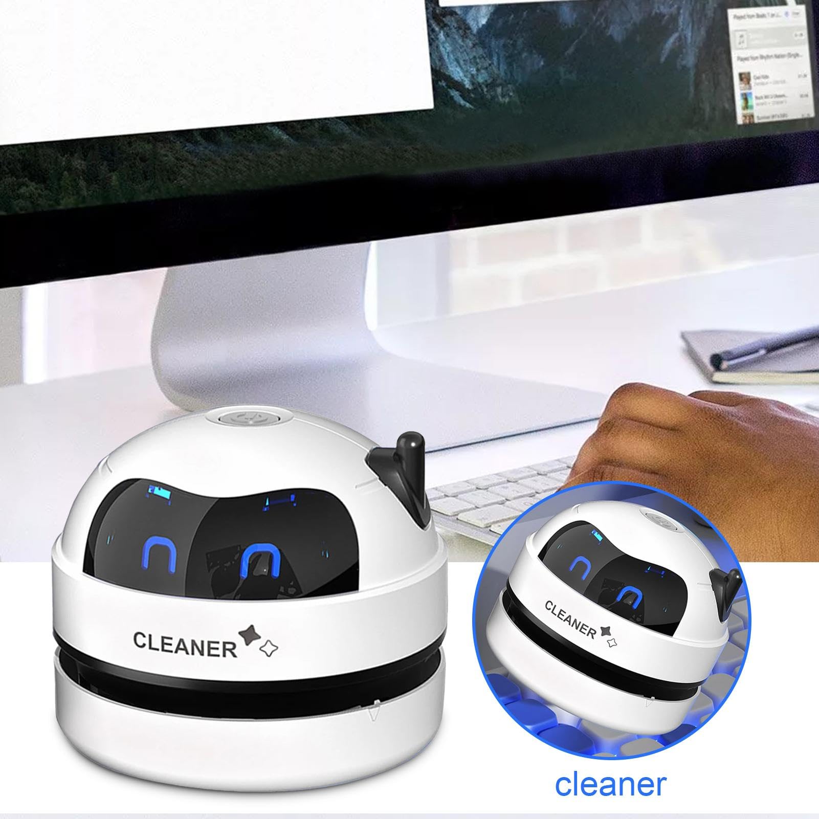 Aspiradora de escritorio, pequeña aspiradora de teclado – Aspiradora portátil pequeña con teclado USB para polvo, aspiradora de escritorio para artículos pequeños