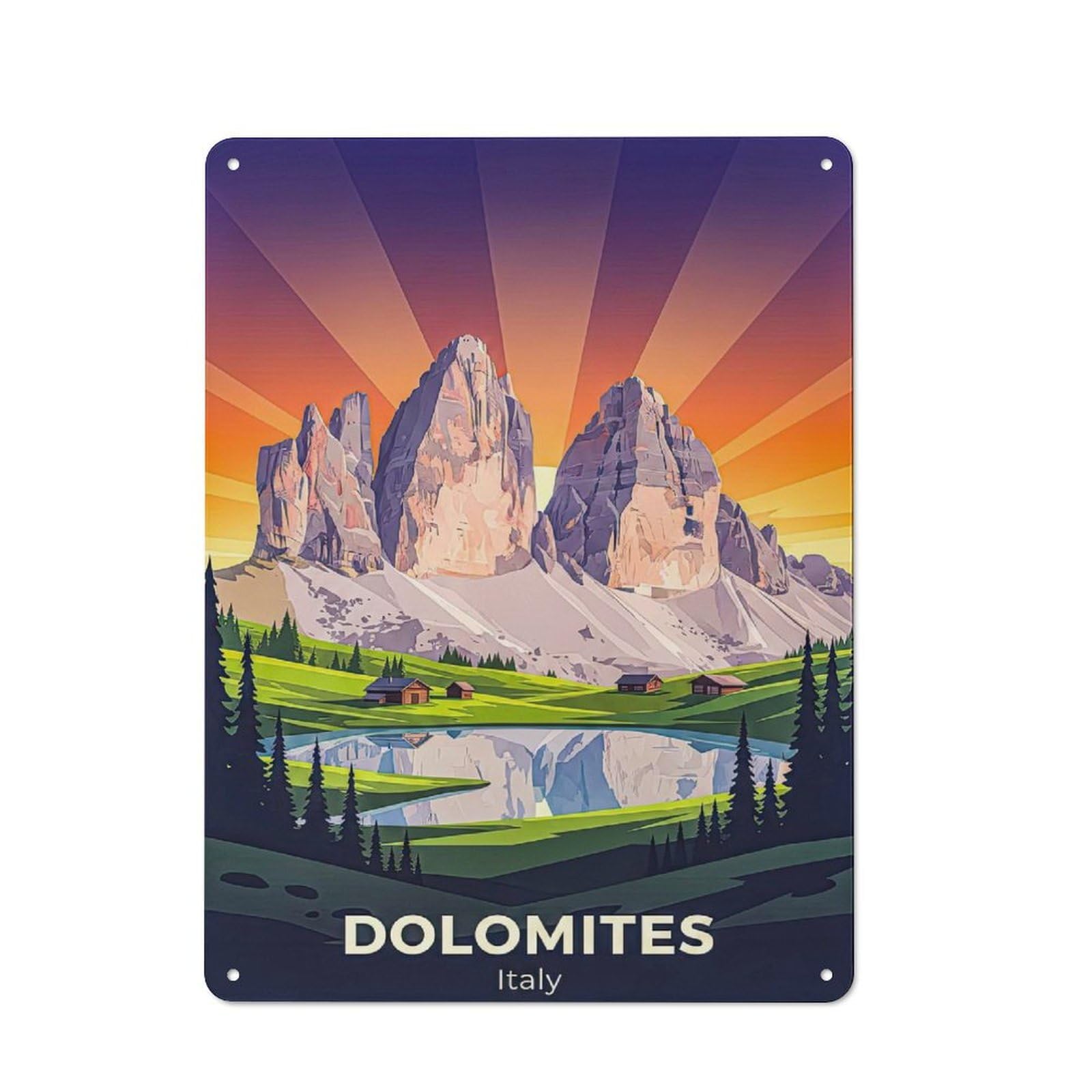 Junmoney Style-14 Retro-Style Metal Sign 40X30cm Featuring Dolomites Italy Vintage For Garage Wall, For Vintage Wall Decor Fans, For Metal Sign Collectors