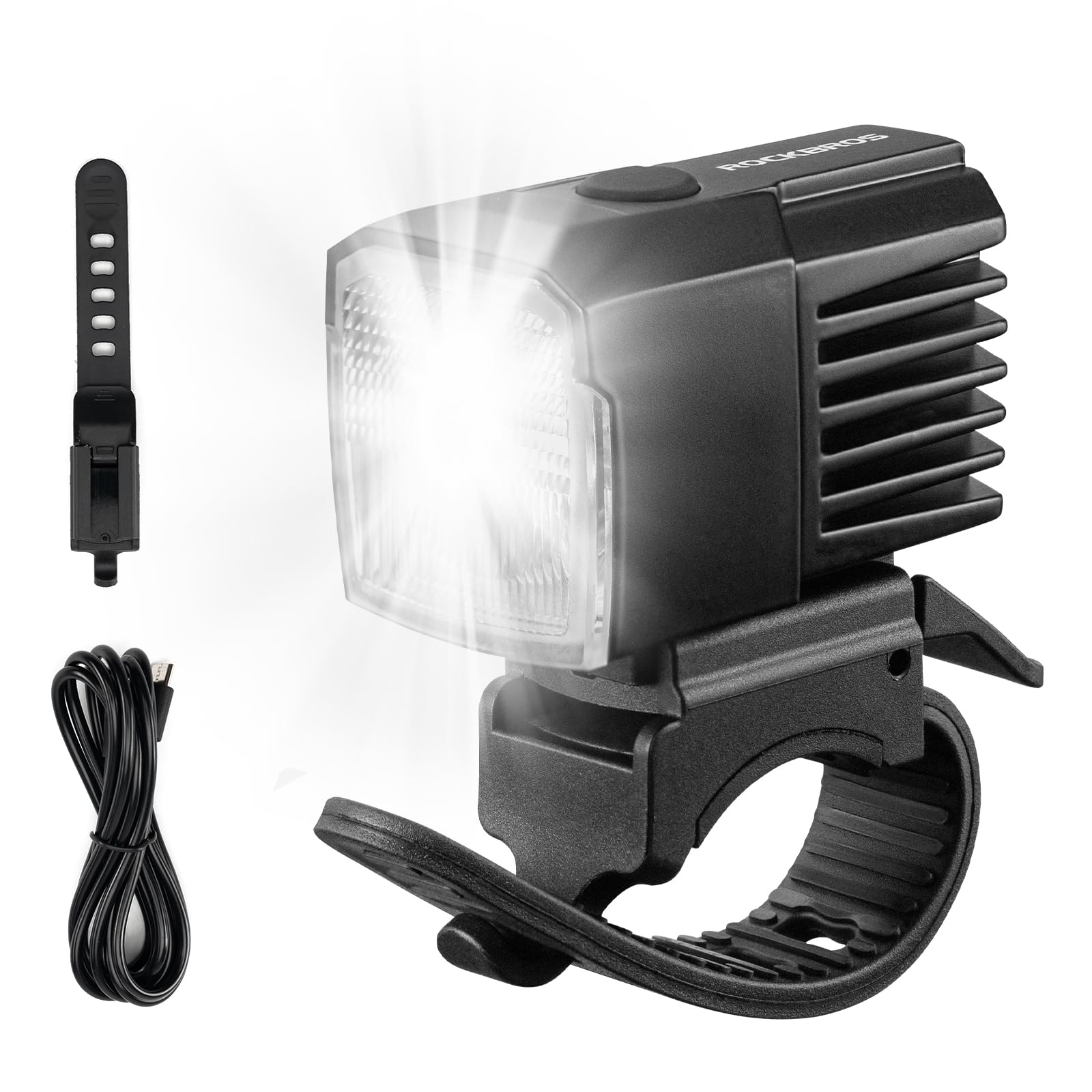 ROCKBROS Luz Delantera Bicicleta con Batería Externa, 1600 Lúmenes, Antideslumbrante, Regulación Térmica Inteligente, IP67 Resistente al Agua, Múltiples Modos para MTB Bicicleta de Carretera