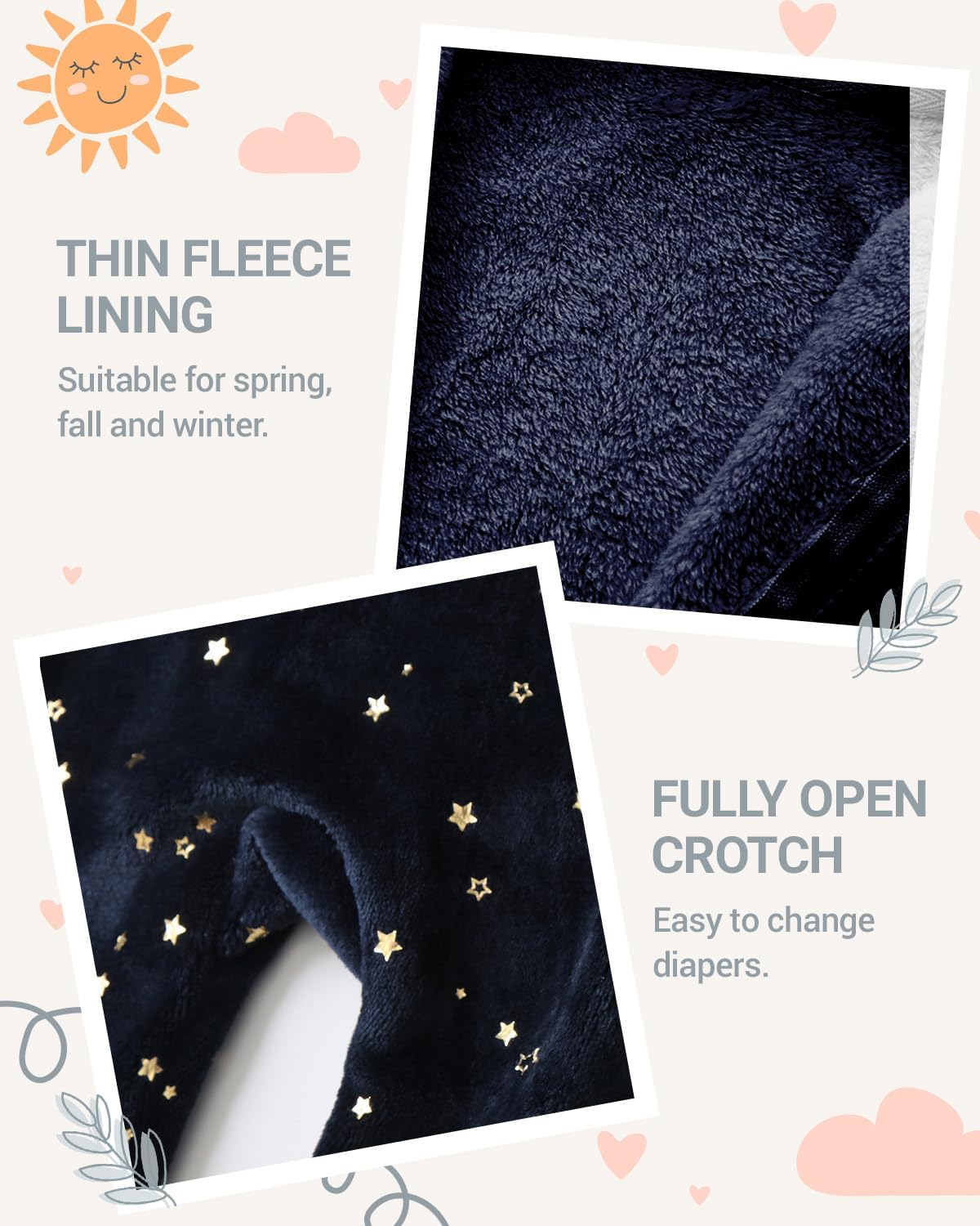 WYTbaby Baby Snowsuit Fleece Hooded Romper Toddler Footed Jumpsuit Onesie Thin Fall Winter Outfits - Image 4