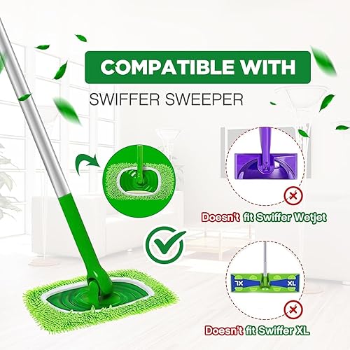 Miniatura 3 de 4 almohadillas de microfibra reutilizables lavables para trapeador, almohadillas húmedas compatibles con Swiffer Sweeper, paños de barrido seco,