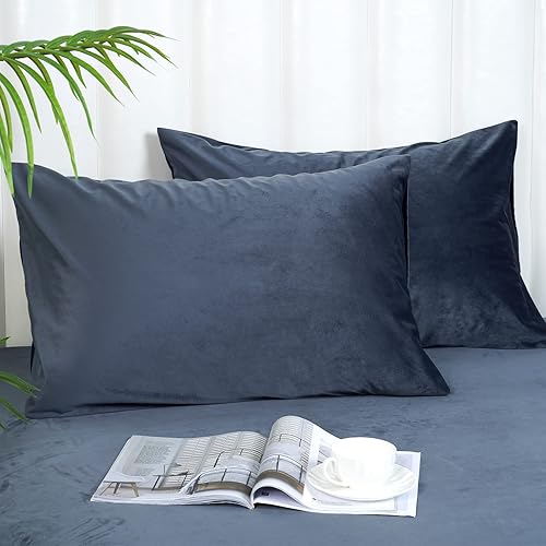 PHF Fundas de almohada de terciopelo tamaño King sin relleno, paquete de 2 fundas de almohada ultrasuaves y transpirables con cierre de sobre, 20 x