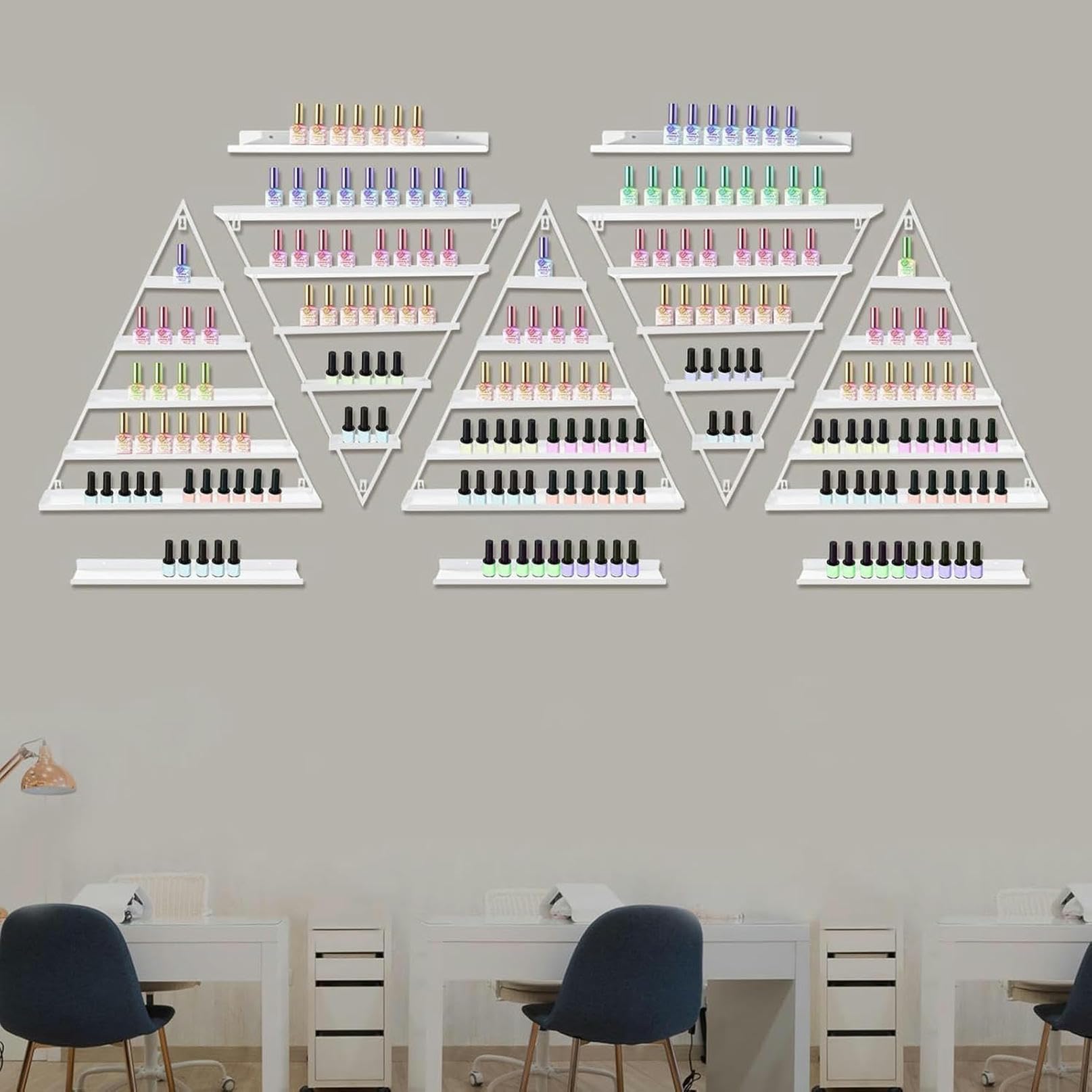 Porta smalti da Parete, 10 Pezzi per riporre Trucco, Oli Essenziali, Cosmetici e profumi, Soluzione salvaspazio per casa e Salone (Bianco)