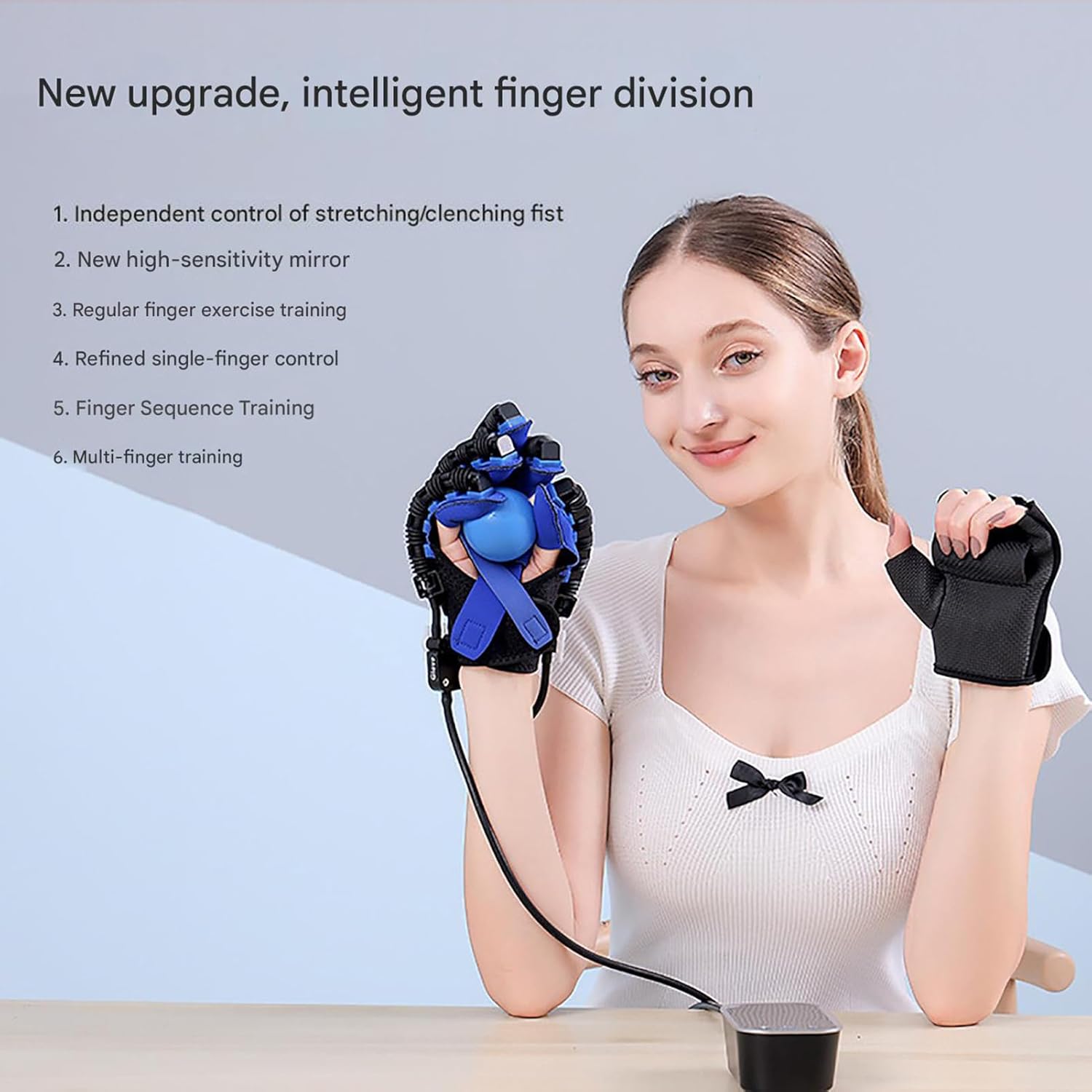 Left+Right Hand Rehabilitation Robot Gloves, Self Training Finger Hand Function Physical Therapy Equipment for Stroke Rehab, Strength Adjustable