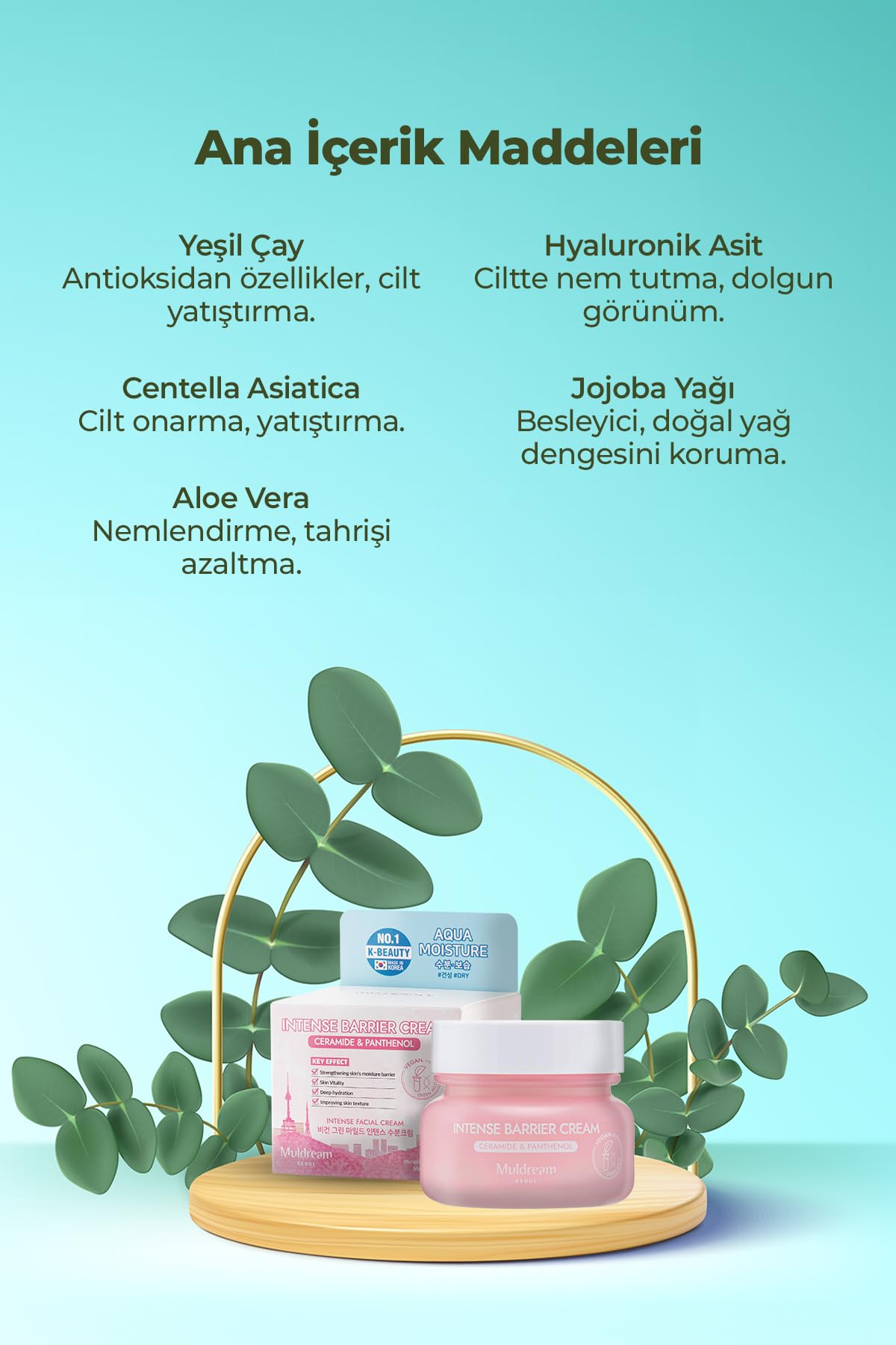 MULDREAM Hassas Ciltler İçin Cilt Bariyerini Güçlendirici Yatıştırıcı Kore Nemlendirici Krem 60g – Onarıcı & Yoğun Nem Bakımı