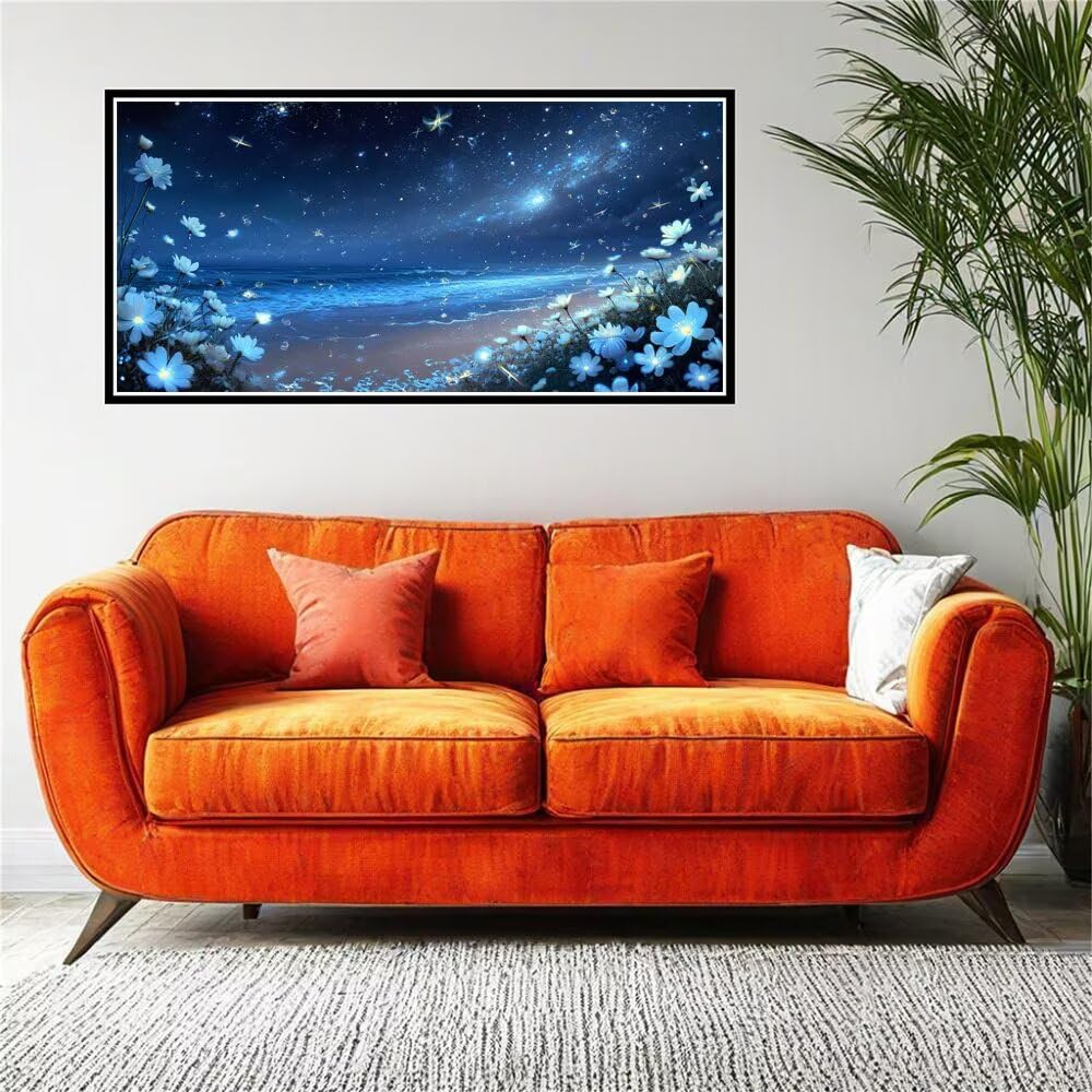 Dipingere con i Numeri, Dipingi con i Numeri per Adulti fiore spiaggia kit Pittura Fai-da-Te, con 3 Pennelli e Vernice Acrilica, Hobby Creativi Adulti, Decor Regalo 50x100cm (Senza Cornice) z0z-746