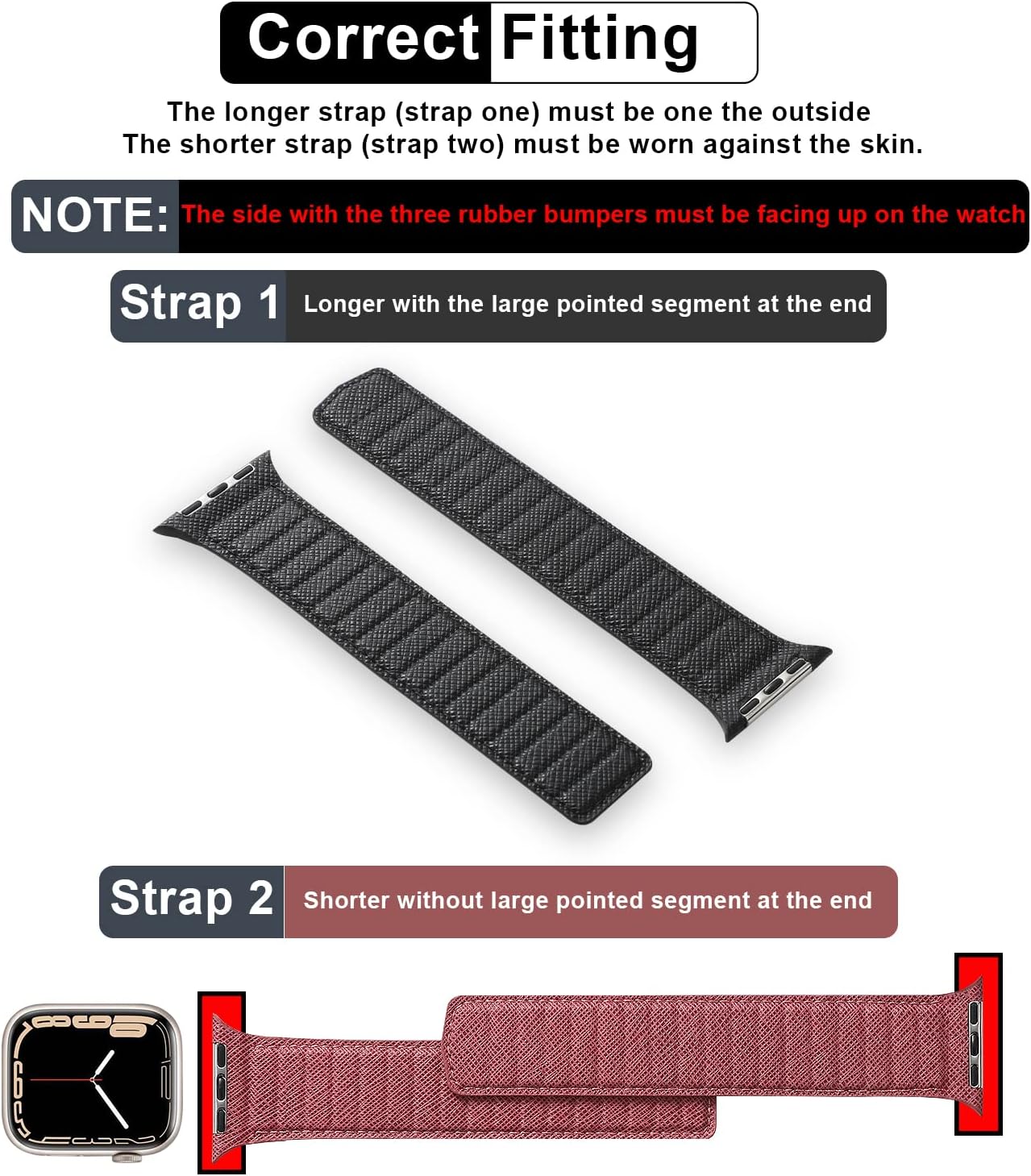 INI Compatible With iWatch Band 100% Full Grain Leather Magnetic Link For Ultra 2 Series 9 8 7 6 5 4 3 SE Size 49mm 45mm 44mm 42mm 41mm 40mm 38mm For Men Women - Image 6