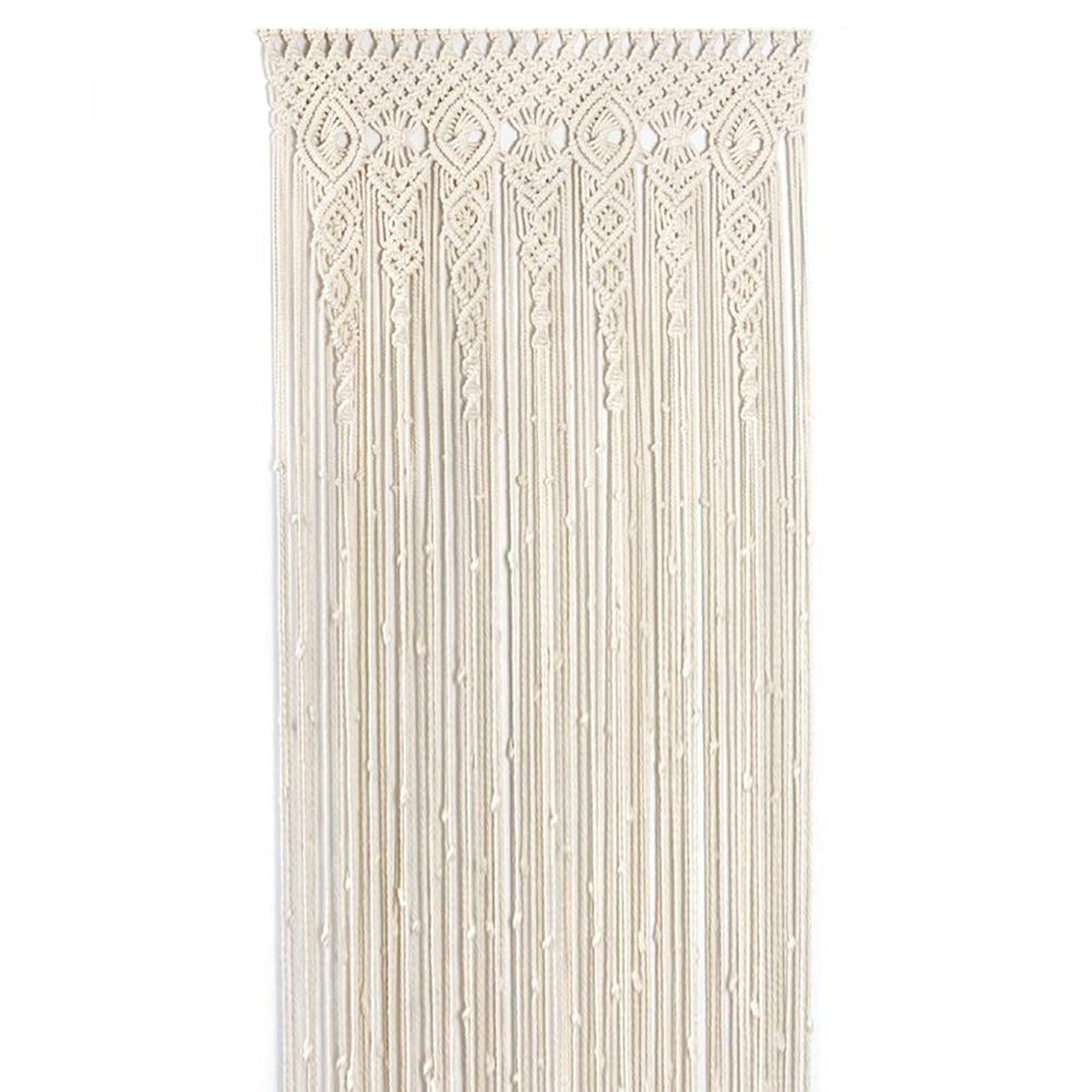 AIWQTO Hand-Woven Cotton Wall Hanging,Boho Macrame Tapestry,Room Divider Modern Chic Woven Art Curtain For Wedding Home Decor-Beige 90x180cm(35x71inch)
