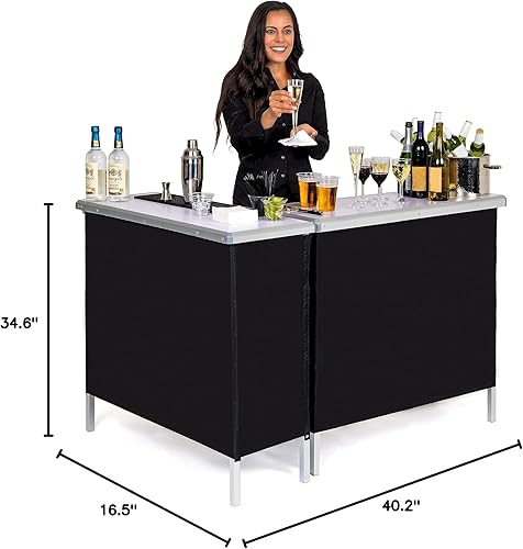Miniatura 10 de GoBar - Juego de mesa portátil de doble barra con luces LED multicolores, estación móvil de barman para eventos, incluye funda de transporte