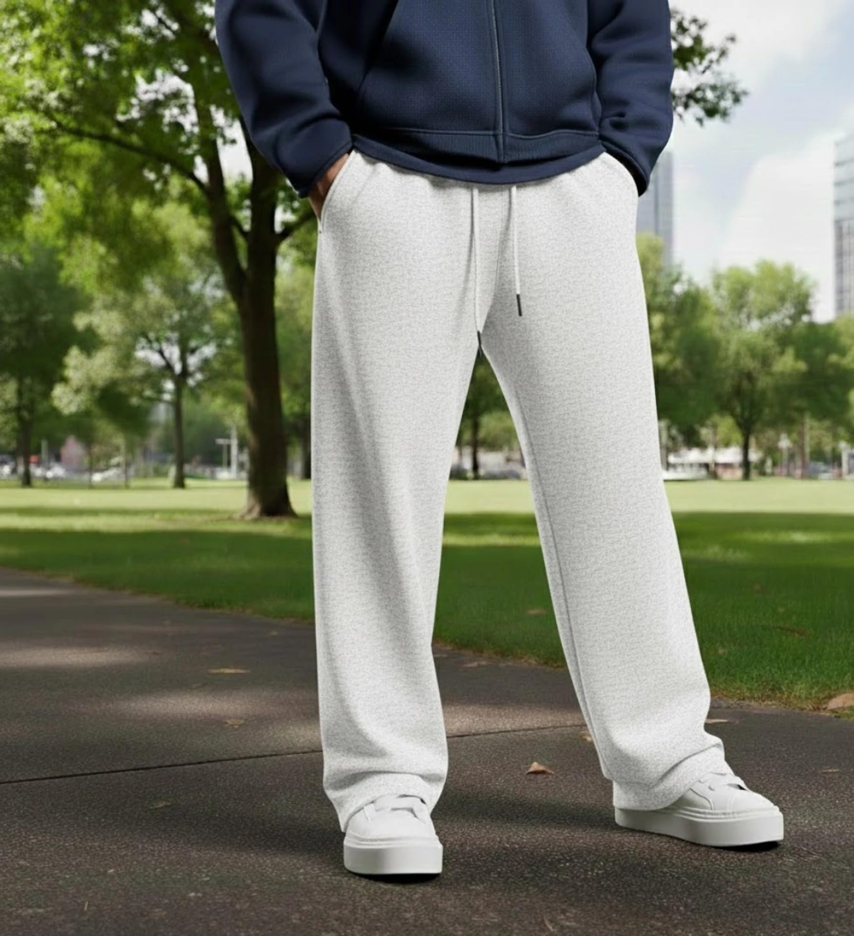 Straight Wide fit Long Length Trouser Style Drawstring Trackpant for Men/Trending Sporty Style, Relaxed Casual Pants for Men-picture-18