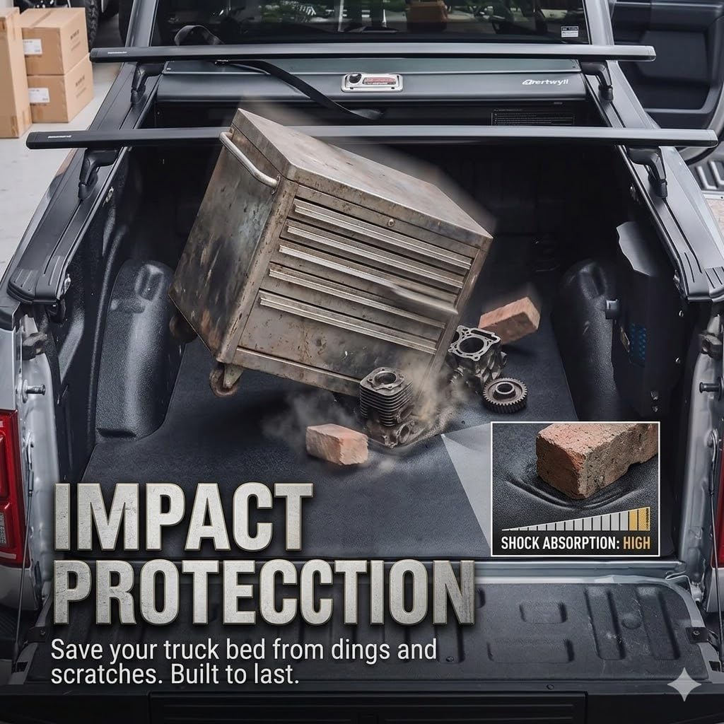 Heavy Duty Bed Mat for 2021-2025 Ford F-150 Raptor,Premium Non-Slip Truck Bed Liner,Wear-Resistant Loop Material Cargo Mat,Custom Fit Tailgate Protection,Black