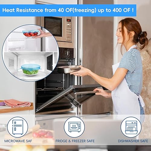 Miniatura 3 de 12 tapas elásticas de silicona para almacenamiento de alimentos, 6 especificaciones de cubierta de tazón de silicona reutilizable, adecuadas para