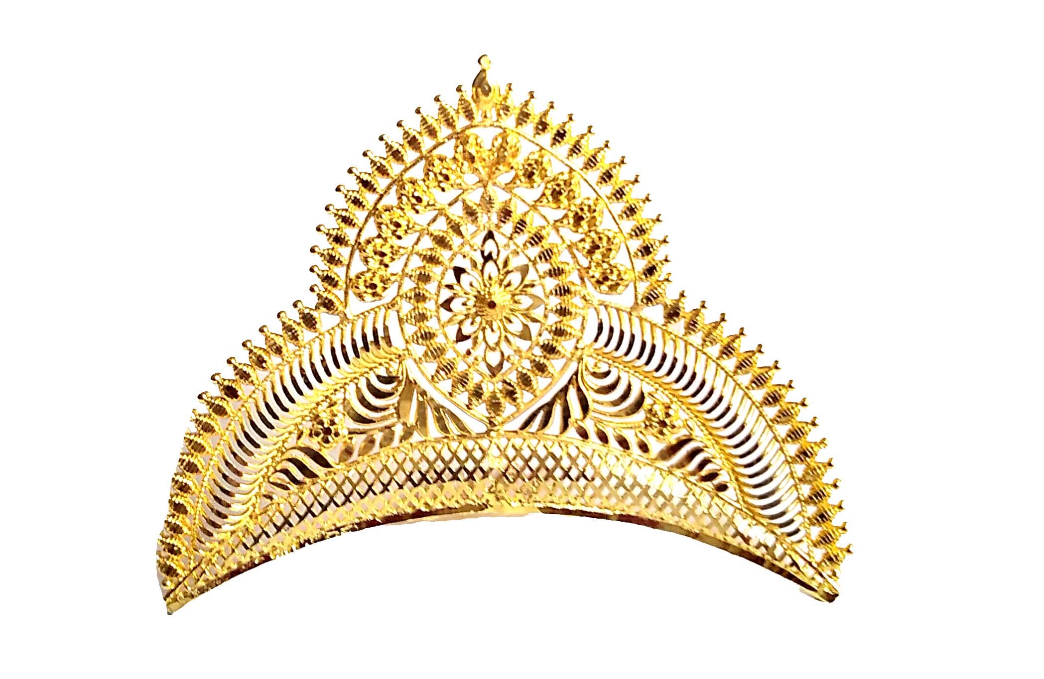 Half Moon Shape With Golden Colour Designer Free Size Crown For Women And Girls-image-35