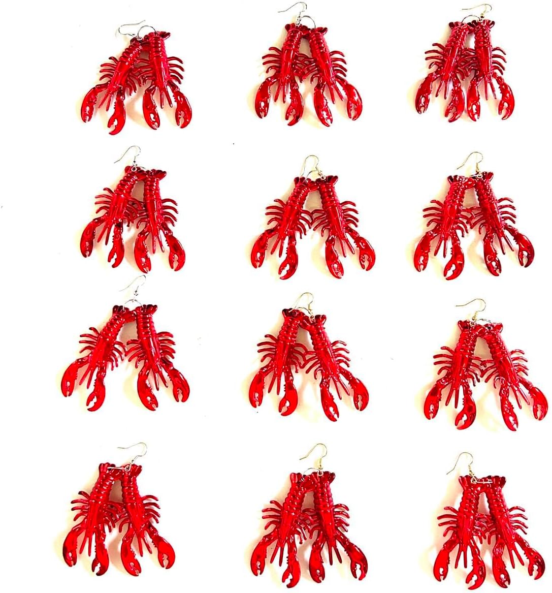12 Pcs Mardi Gras Red Carwfish Earring Pendant Decoration Mini Beach Lobster Pendant Earrings Gift - Image 3