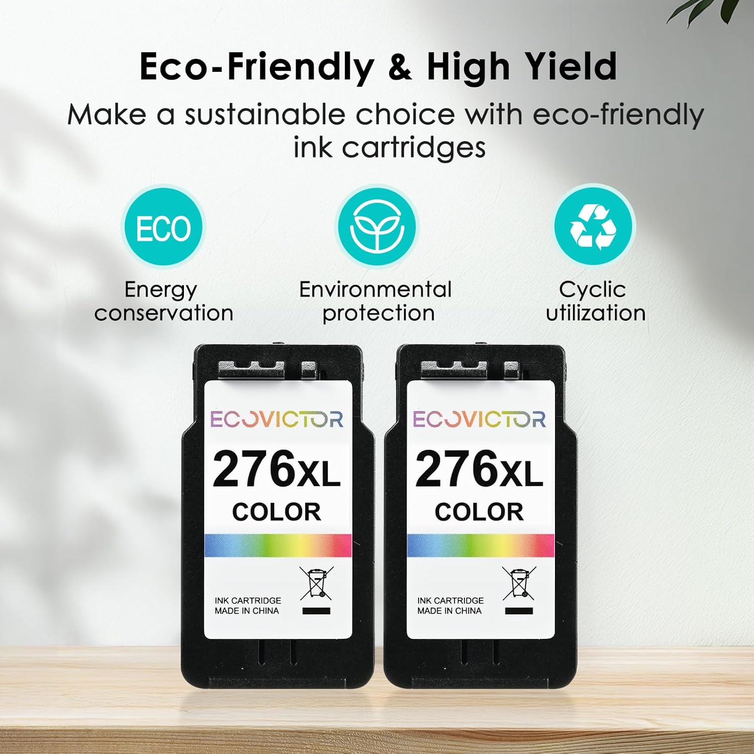 EcoVictor 276XL Compatible Ink Cartridges Replacement for Canon CL 276 XL CL-276 CL-276XL Color Ink Cartridge (2-Pack) for PIXMA TS3520 TS3522 TS3500 TR4720 TR4700 TR4722 TS3720 TS3722 TS3700 Printers