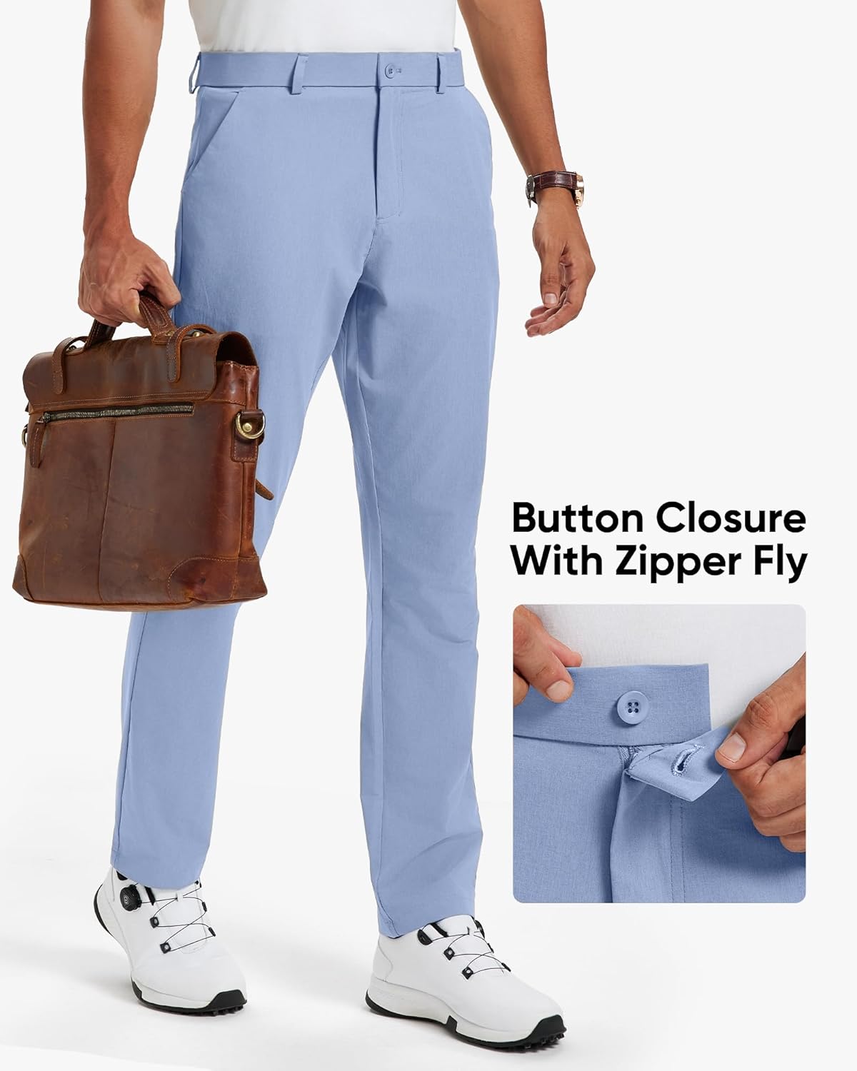 Men's Stretch Golf Pants 30''/32''/34'' - Lightweight Dress & Casual Trousers for Business Travel Work - Image 5